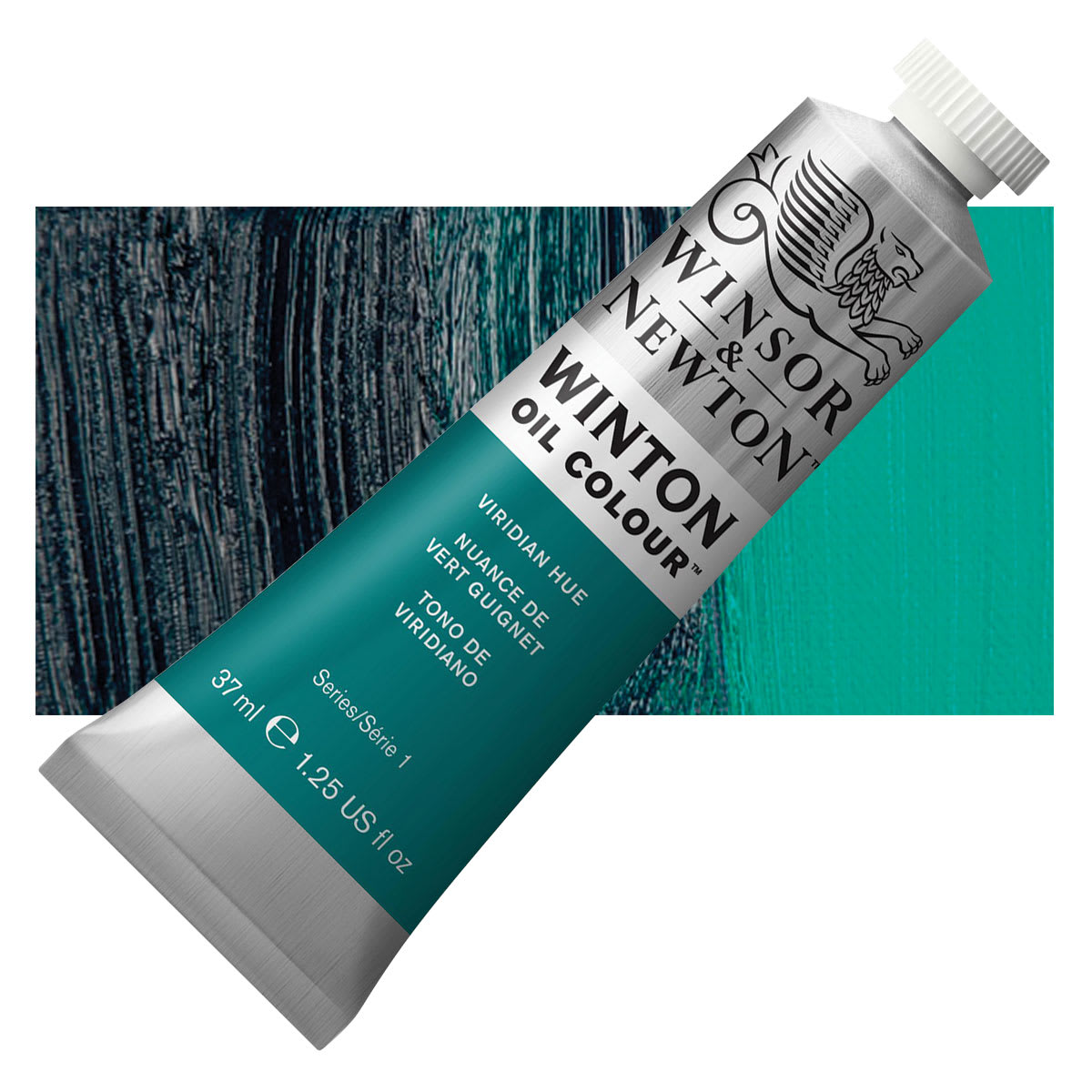 Winsor & Newton Winton Oil Color - Viridian Hue, 37 ml tube and swatch