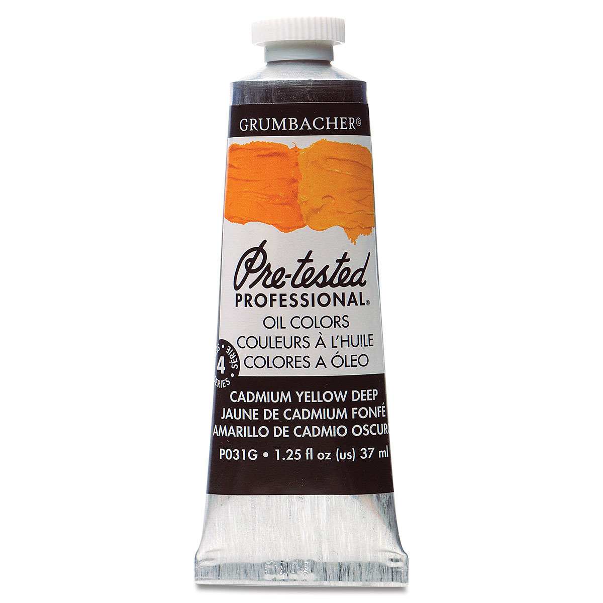 Grumbacher Pre-Tested Artists' Oil Color - Cadmium Yellow Deep, 1.25 oz tube