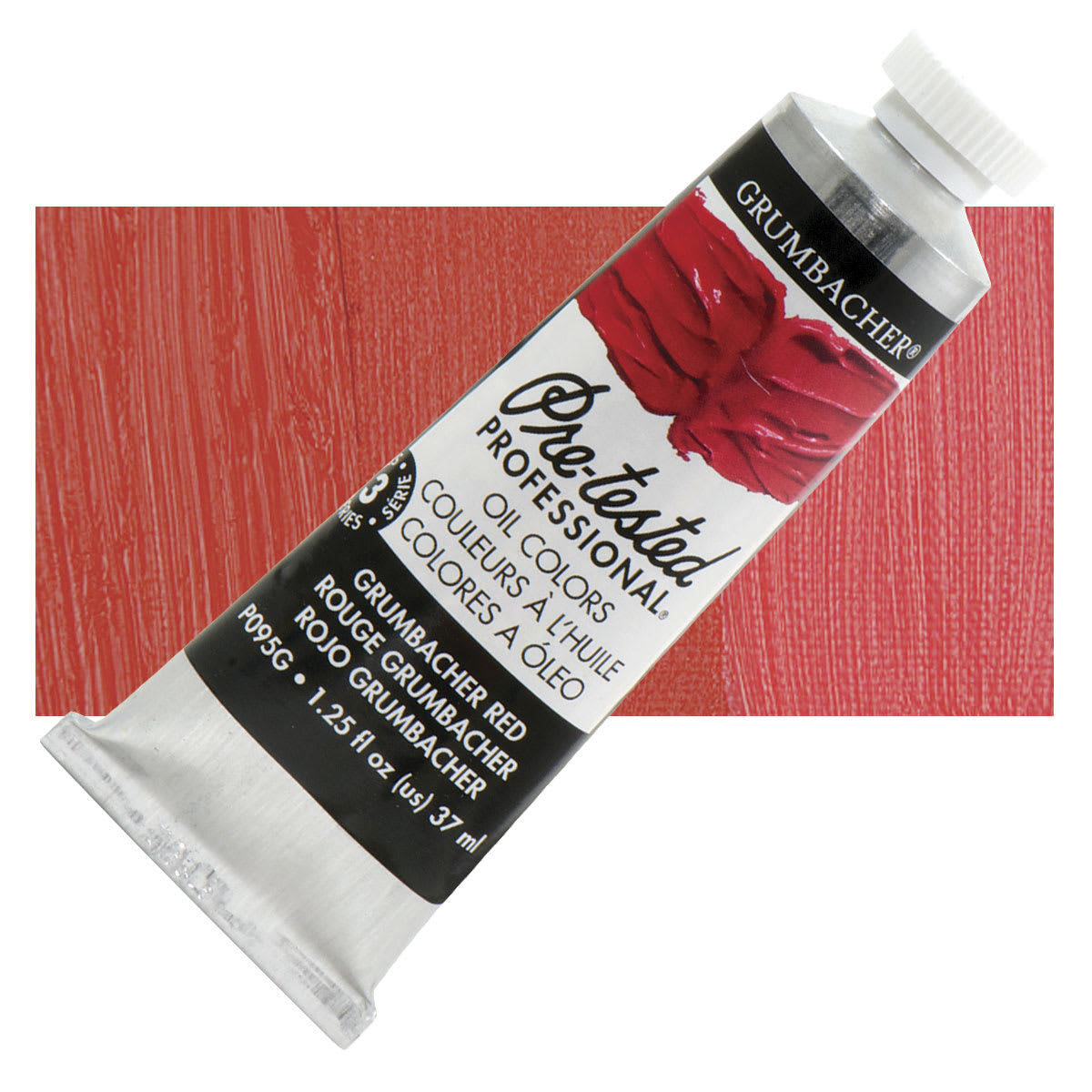 Grumbacher Pre-Tested Artists' Oil Color - Grumbacher Red (Naphthol), 1.25 oz tube and swatch
