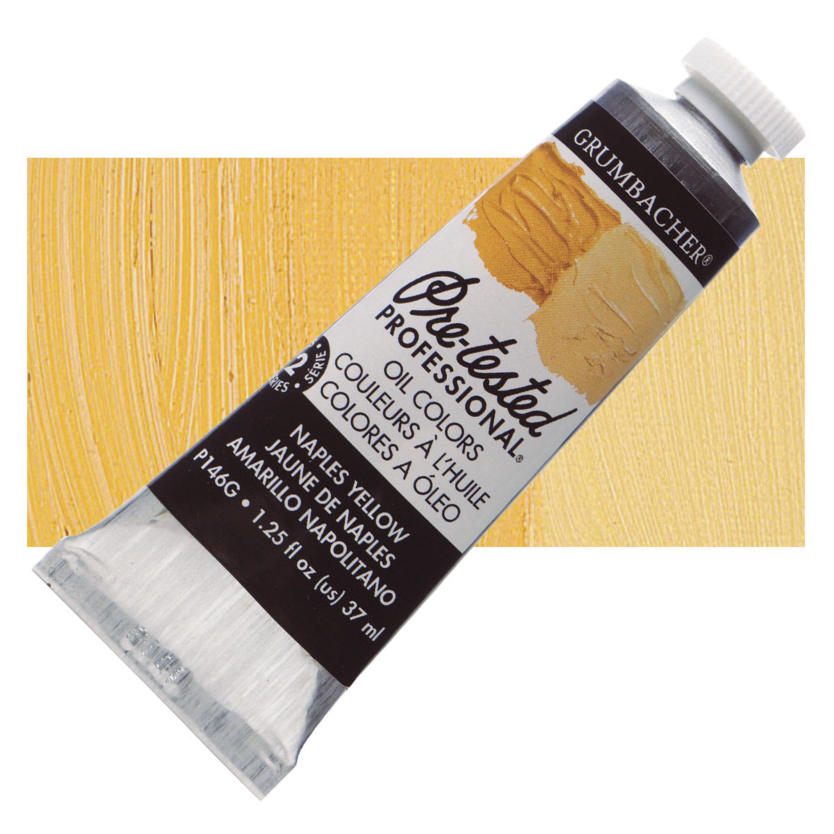 Grumbacher Pre-Tested Artists' Oil Color - Naples Yellow Hue, 1.25 oz tube and swatch