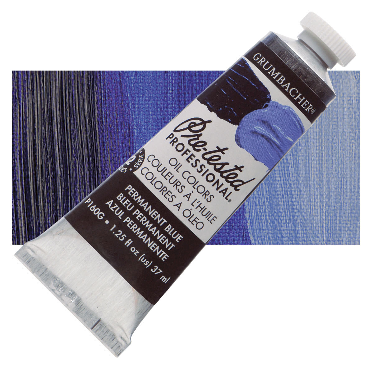 Grumbacher Pre-Tested Artists' Oil Color - Permanent Blue (Ultramarine), 1.25 oz tube and swatch
