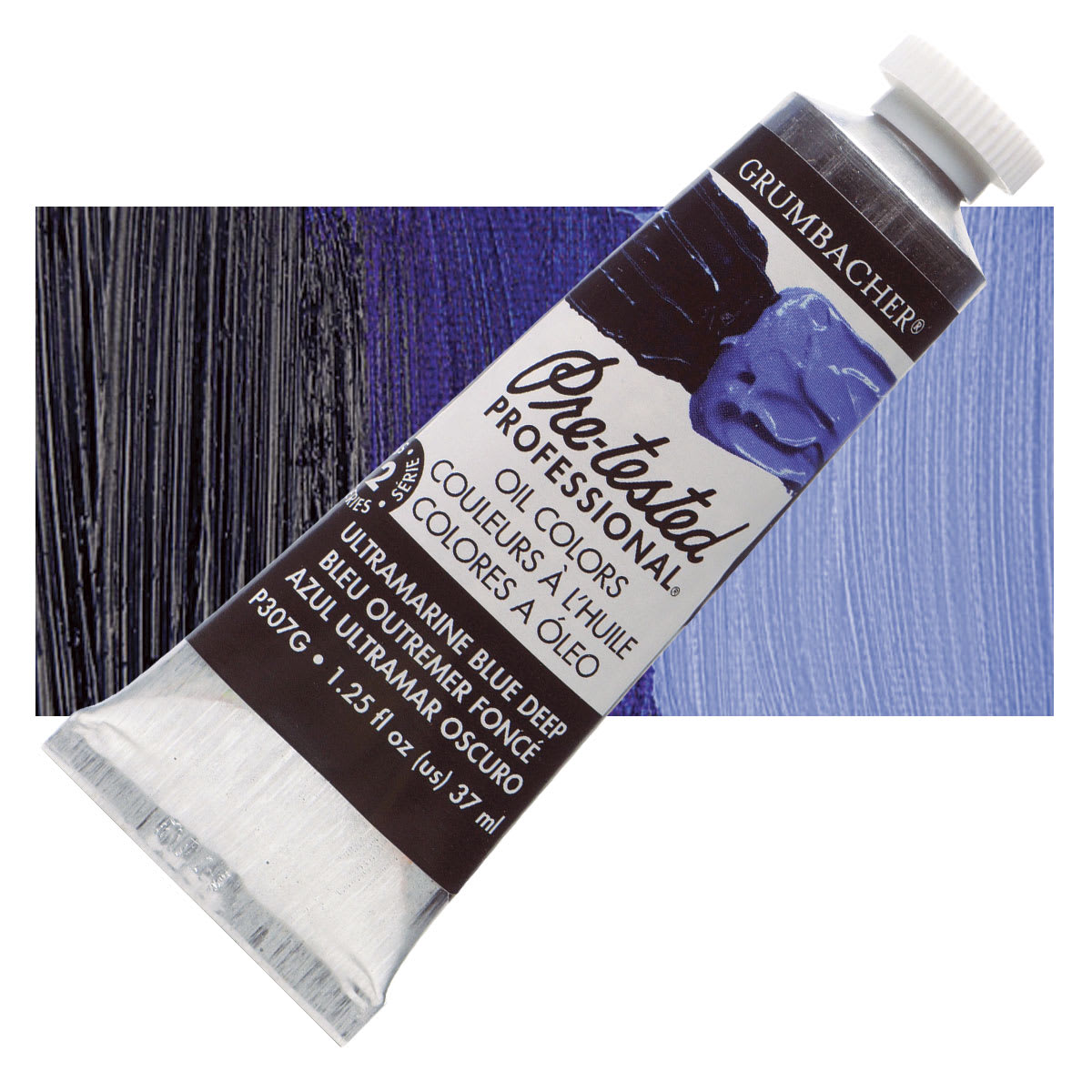 Grumbacher Pre-Tested Artists' Oil Color - Ultramarine Blue Deep, 1.25 oz tube and swatch