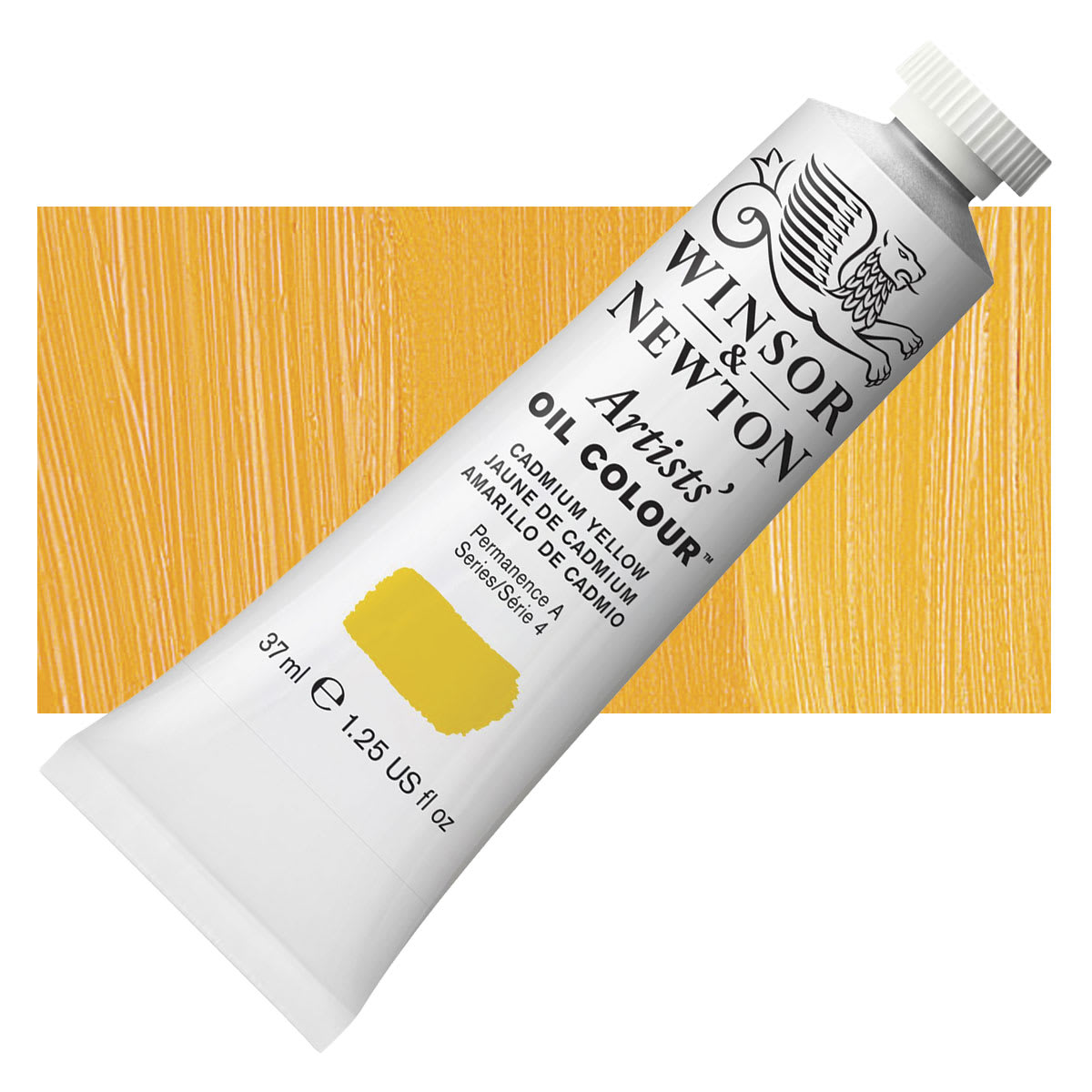 Winsor & Newton Artists' Oil Color - Cadmium Yellow, 37 ml tube and swatch