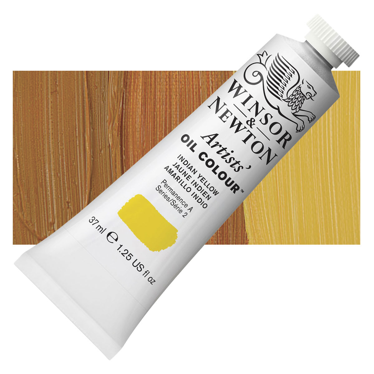 Winsor & Newton Artists' Oil Color - Indian Yellow, 37 ml tube and swatch