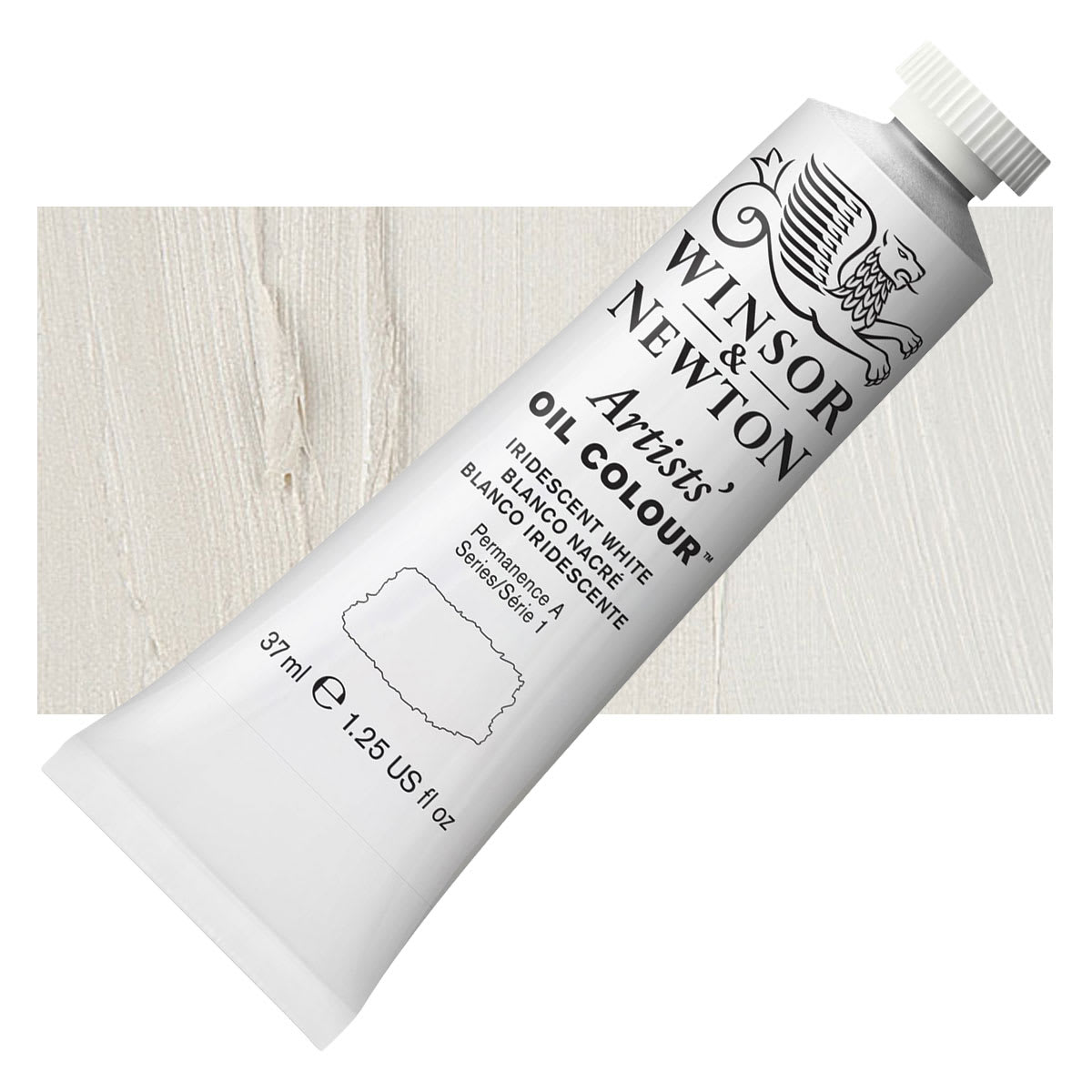 Winsor & Newton Artists' Oil Color - Iridescent White, 37 ml tube and swatch