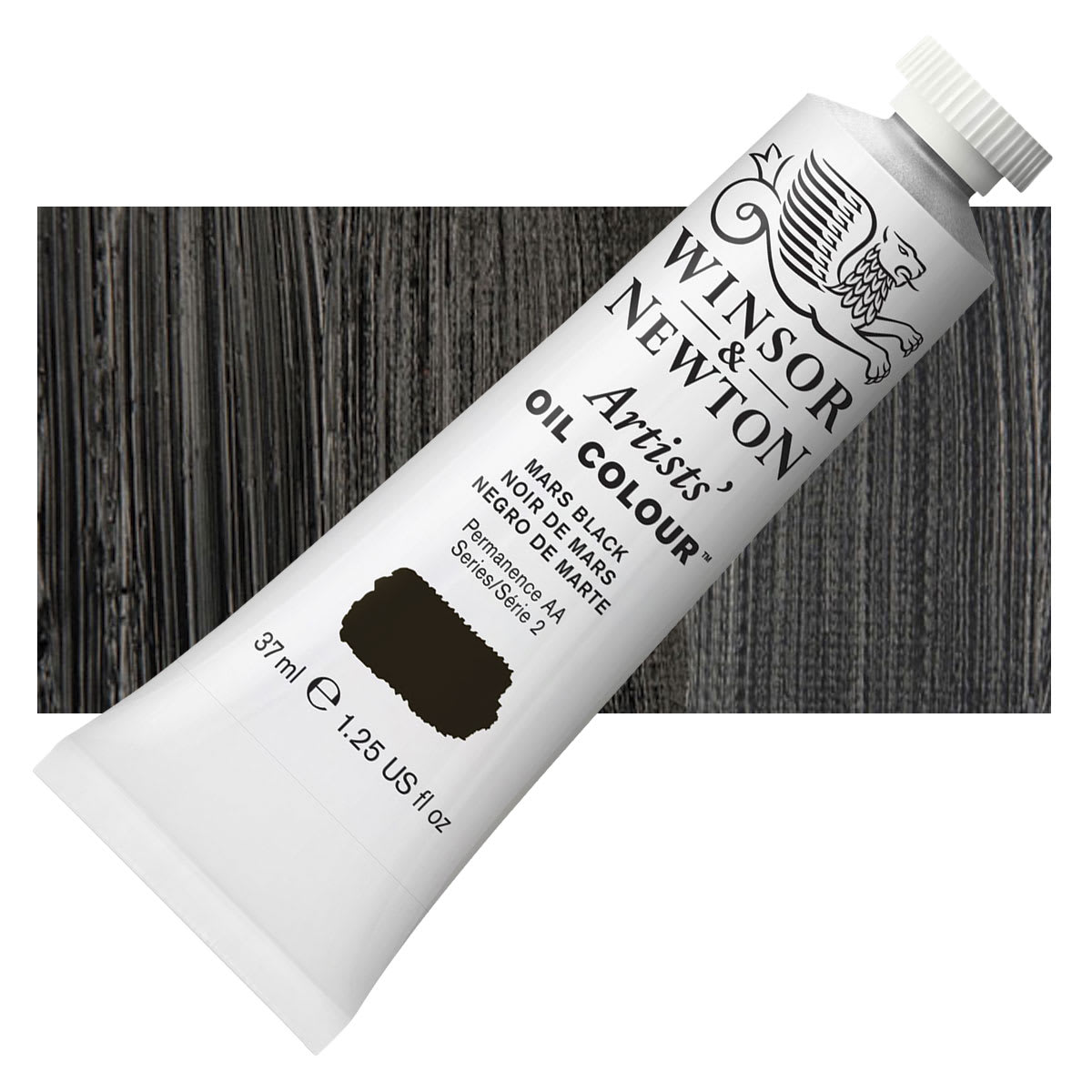 Winsor & Newton Artists' Oil Color - Mars Black, 37 ml tube and swatch