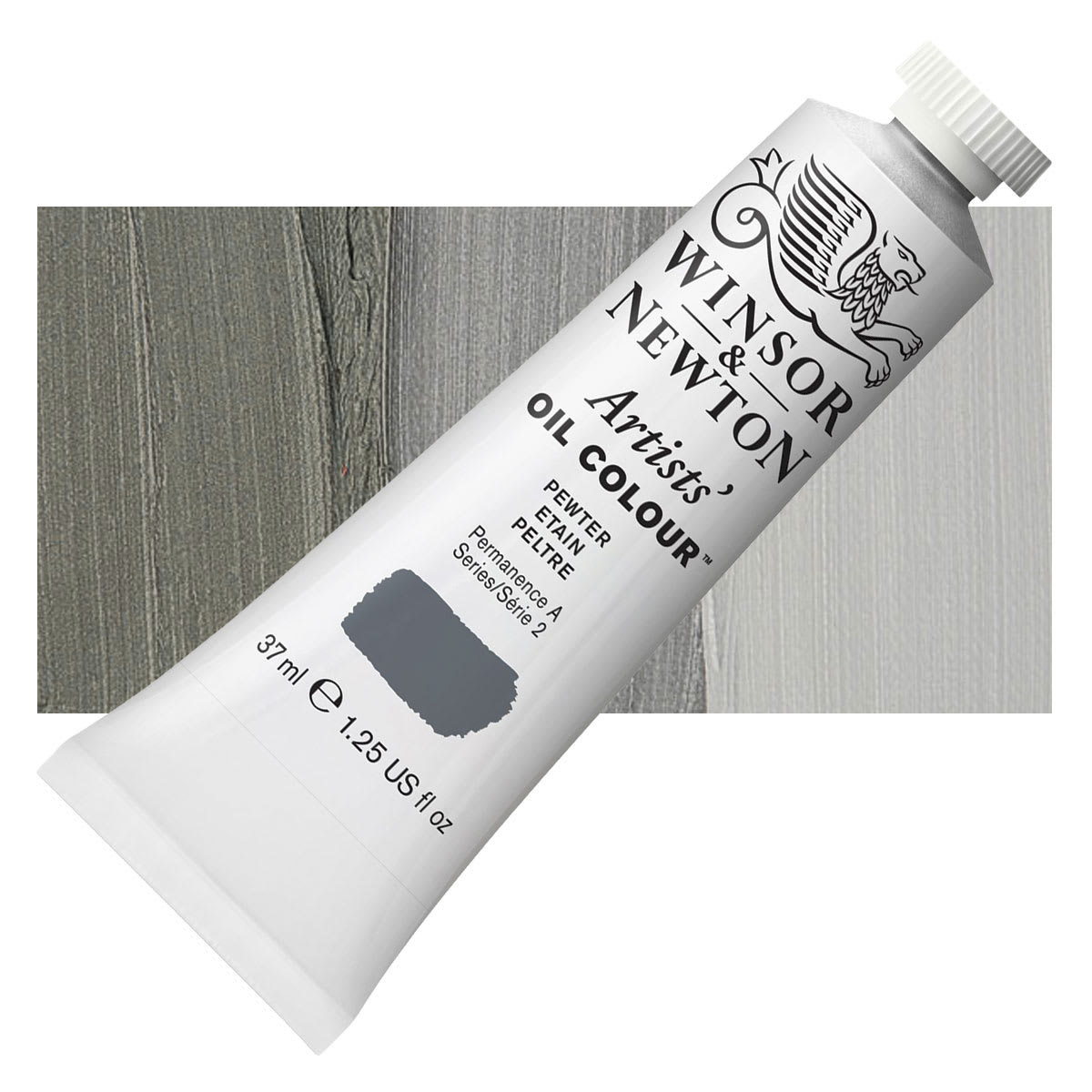 Winsor & Newton Artists' Oil Color - Pewter, 37 ml tube and swatch
