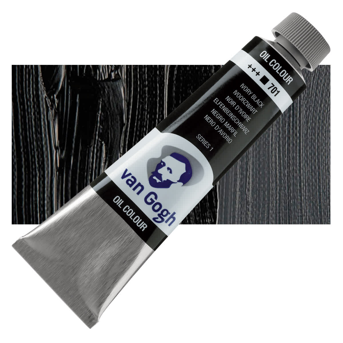 Van Gogh Oil Paint - Ivory Black, 40 ml tube and swatch