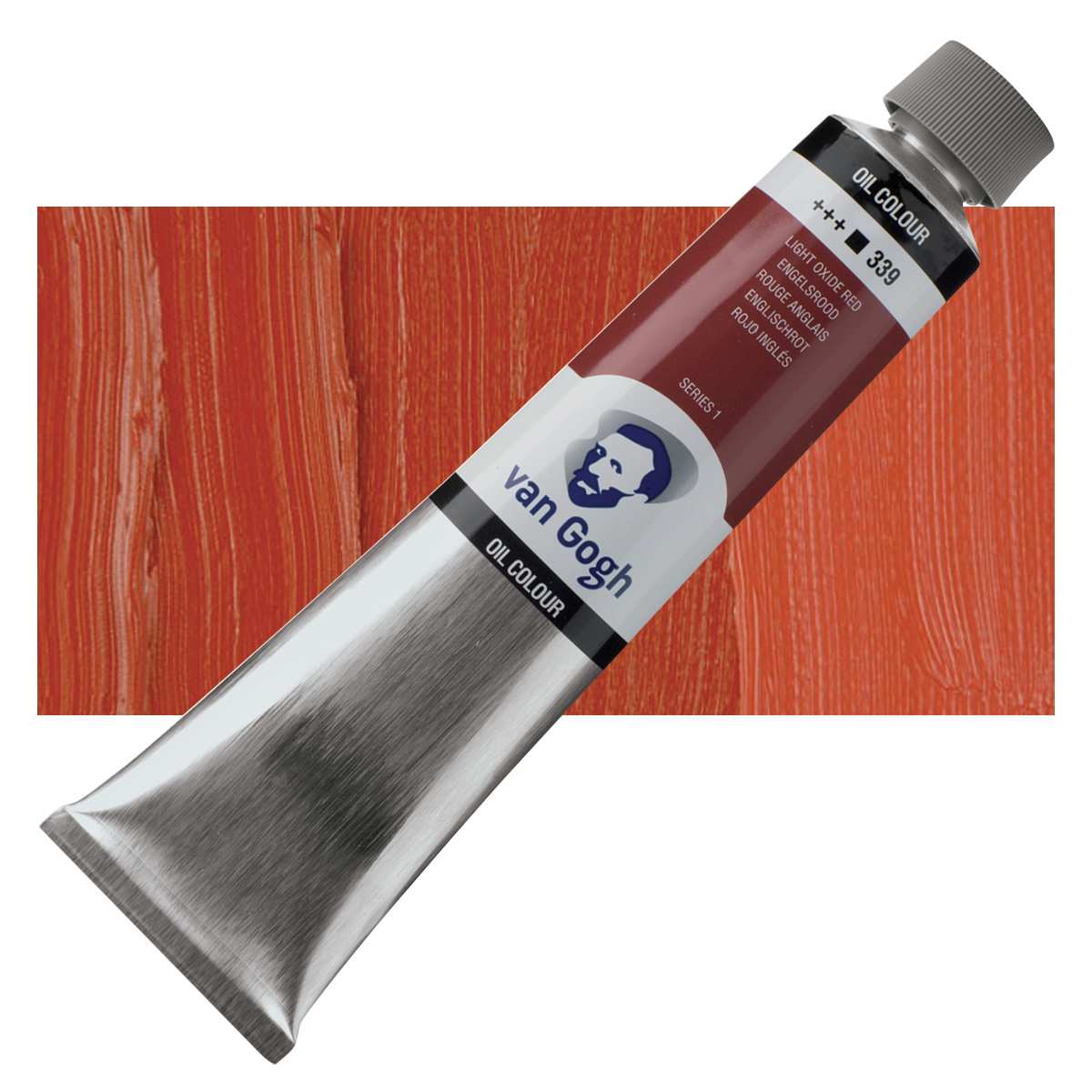 Van Gogh Oil Paint - Light Oxide Red, 200 ml tube and swatch