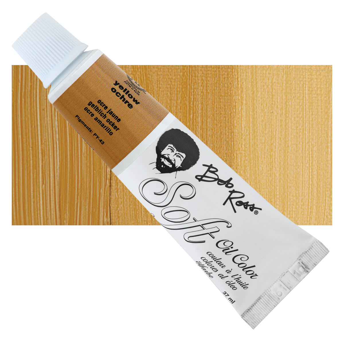 Bob Ross Soft Oil Color - Yellow Ochre, 1.25 oz tube and swatch