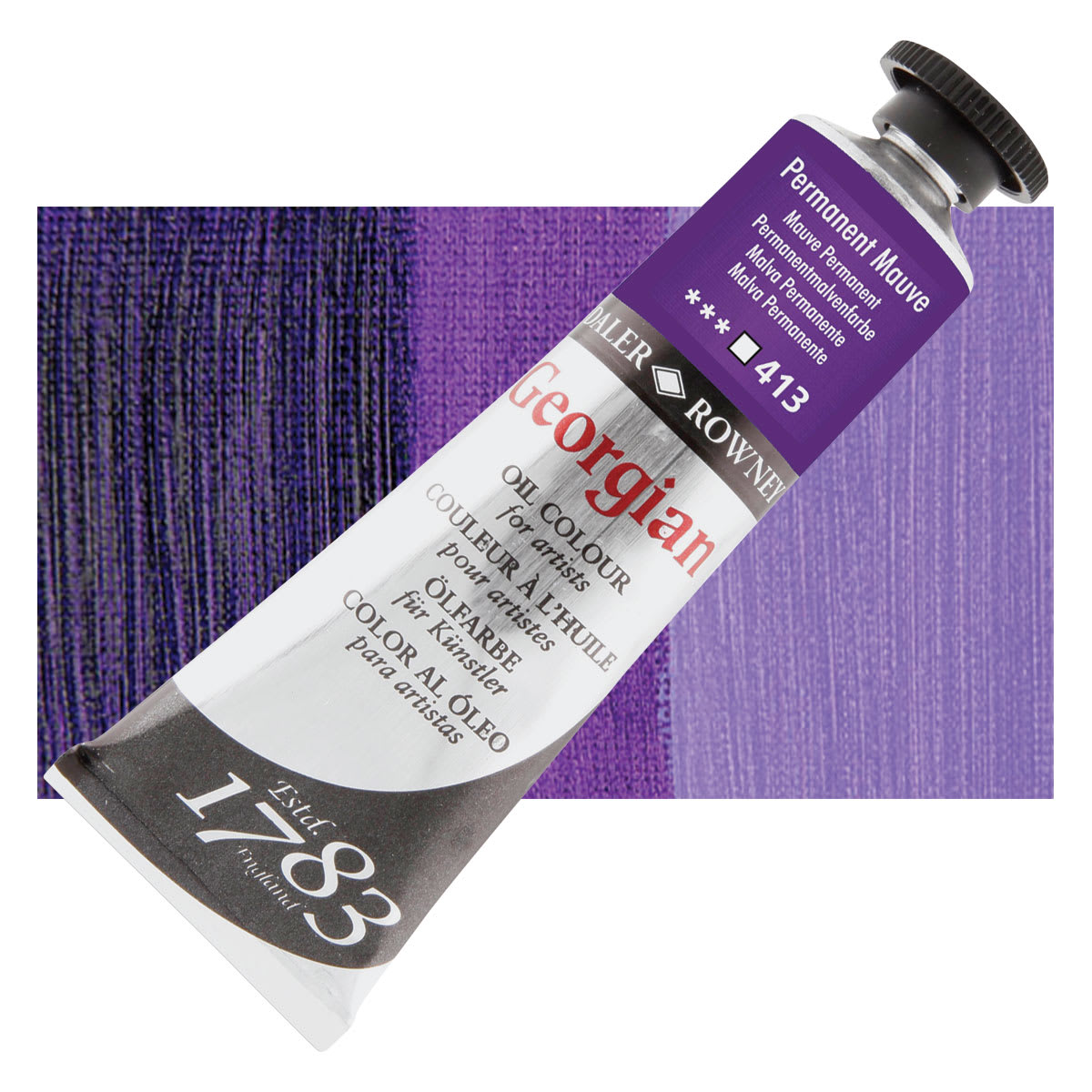 Daler-Rowney Georgian Oil Color - Permanent Mauve, 38 ml tube and swatch