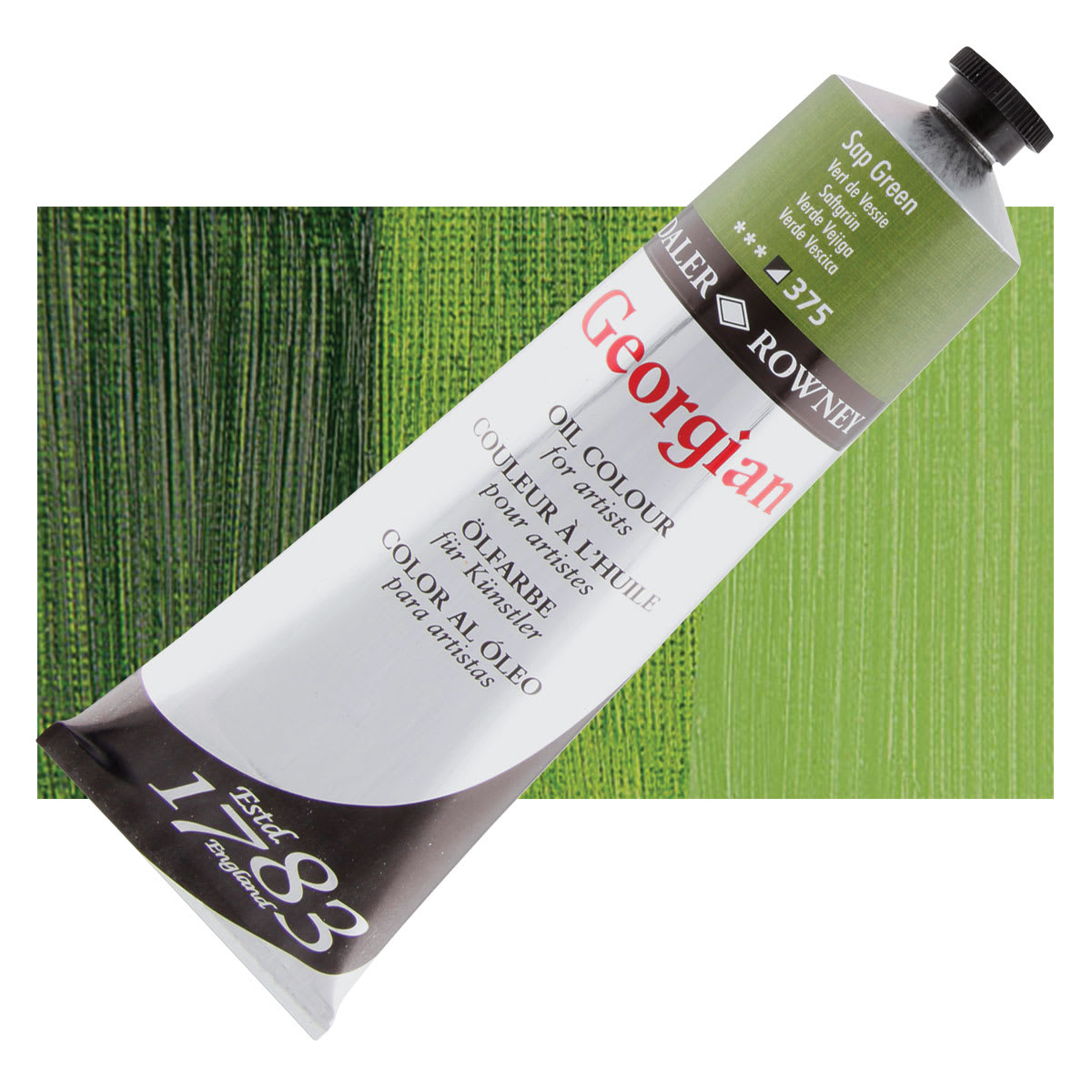 Daler-Rowney Georgian Oil Color - Sap Green, 225 ml tube and swatch