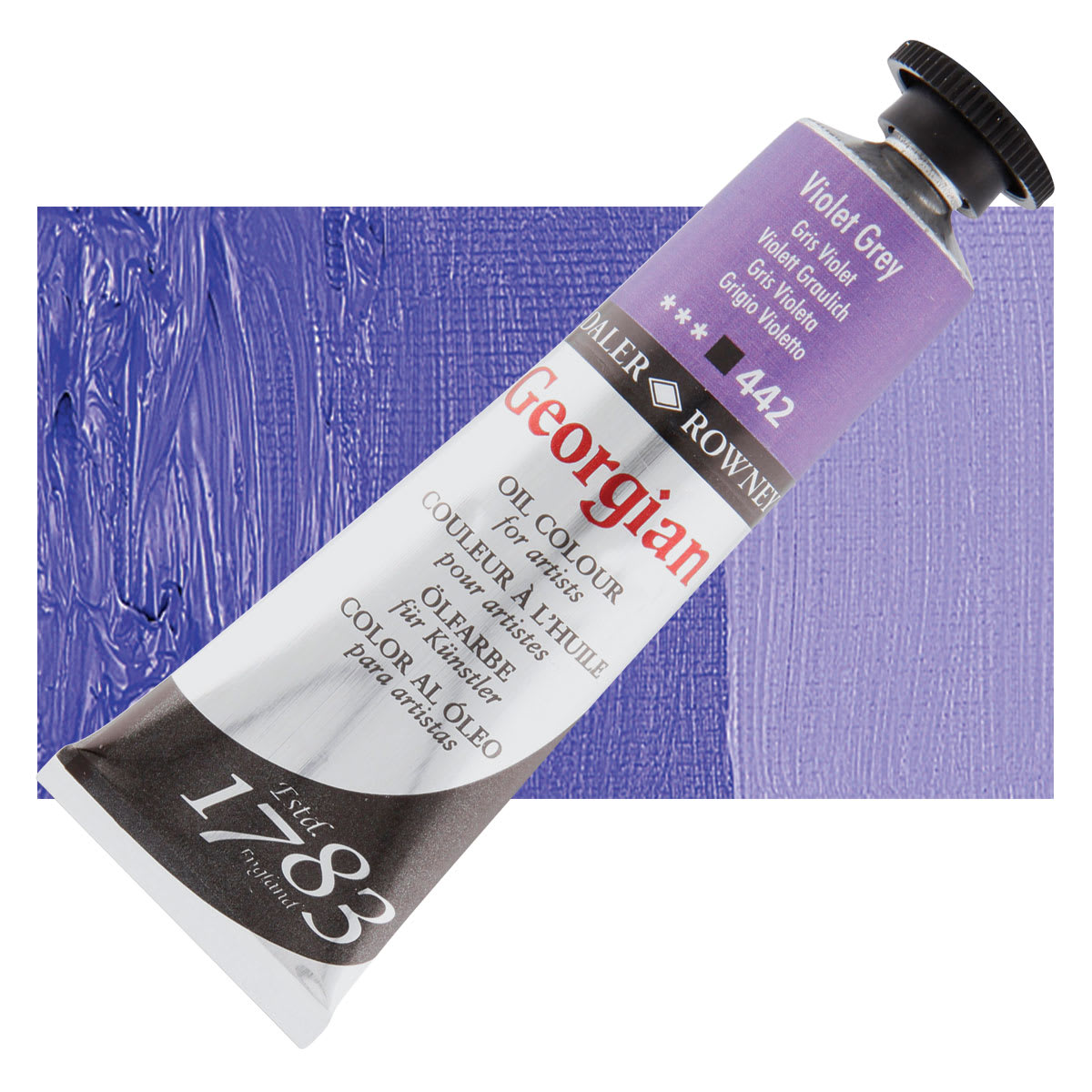 Daler-Rowney Georgian Oil Color - Violet Grey, 38 ml tube and swatch