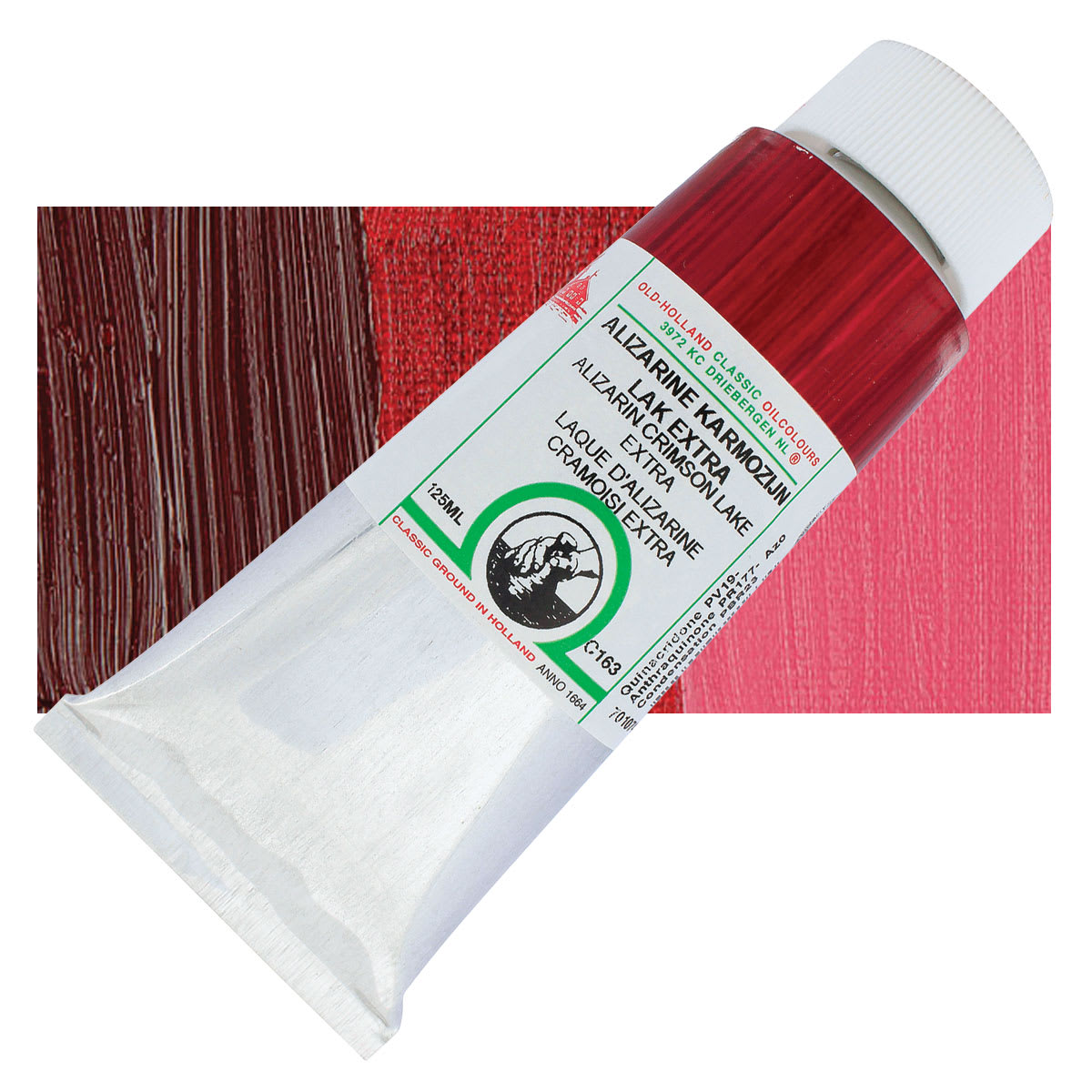Old Holland Classic Oil Color - Alizarin Crimson Lake Extra, 125 ml tube and swatch