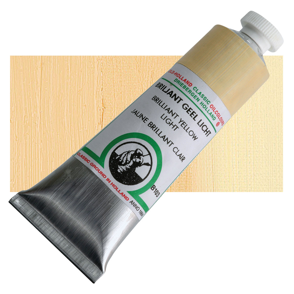 Old Holland Classic Oil Color - Brilliant Yellow Light, 40 ml tube and swatch