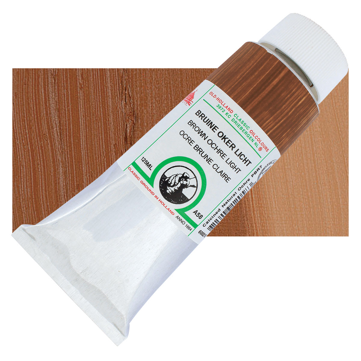 Old Holland Classic Oil Color - Brown Ochre Light, 125 ml tube and swatch
