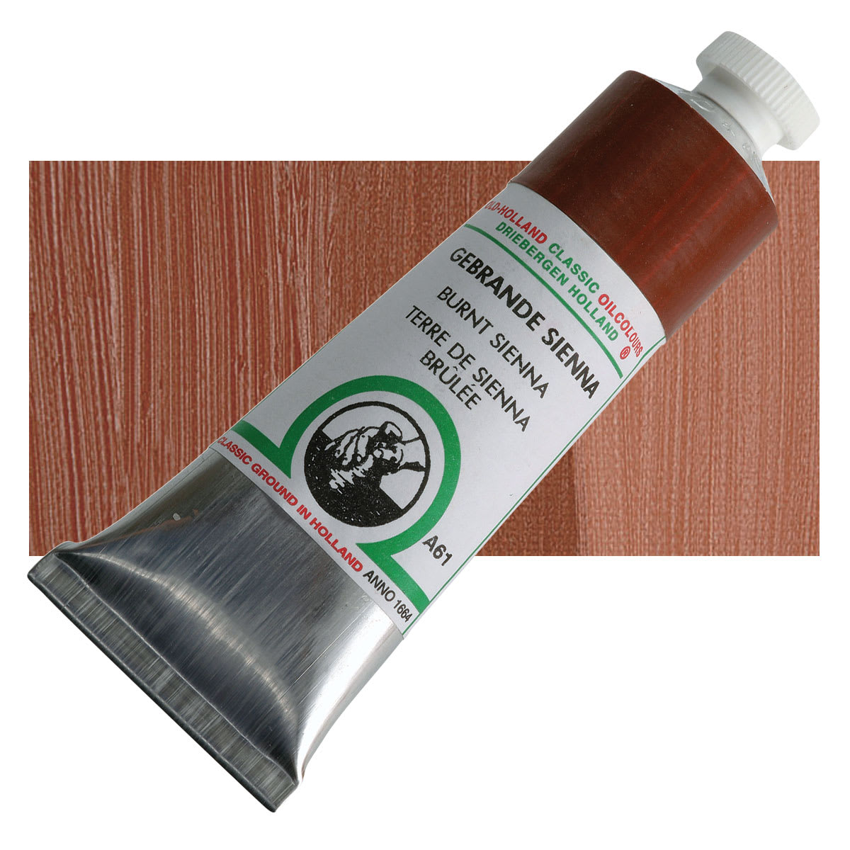 Old Holland Classic Oil Color - Burnt Sienna, 40 ml tube and swatch
