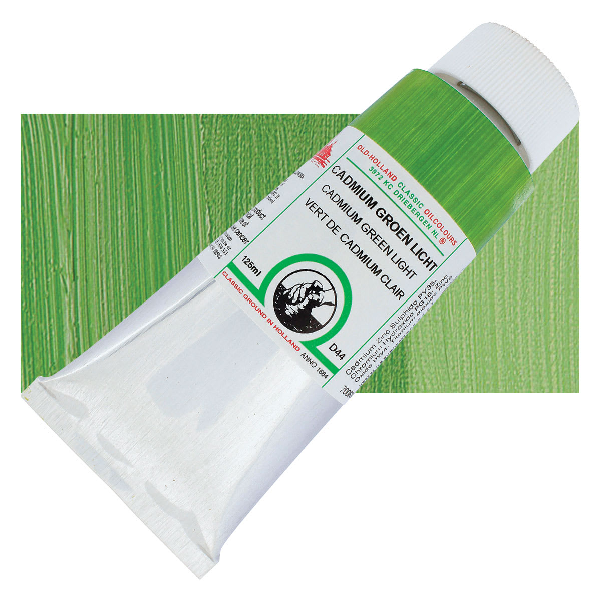 Old Holland Classic Oil Color - Cadmium Green Light, 125 ml tube and swatch