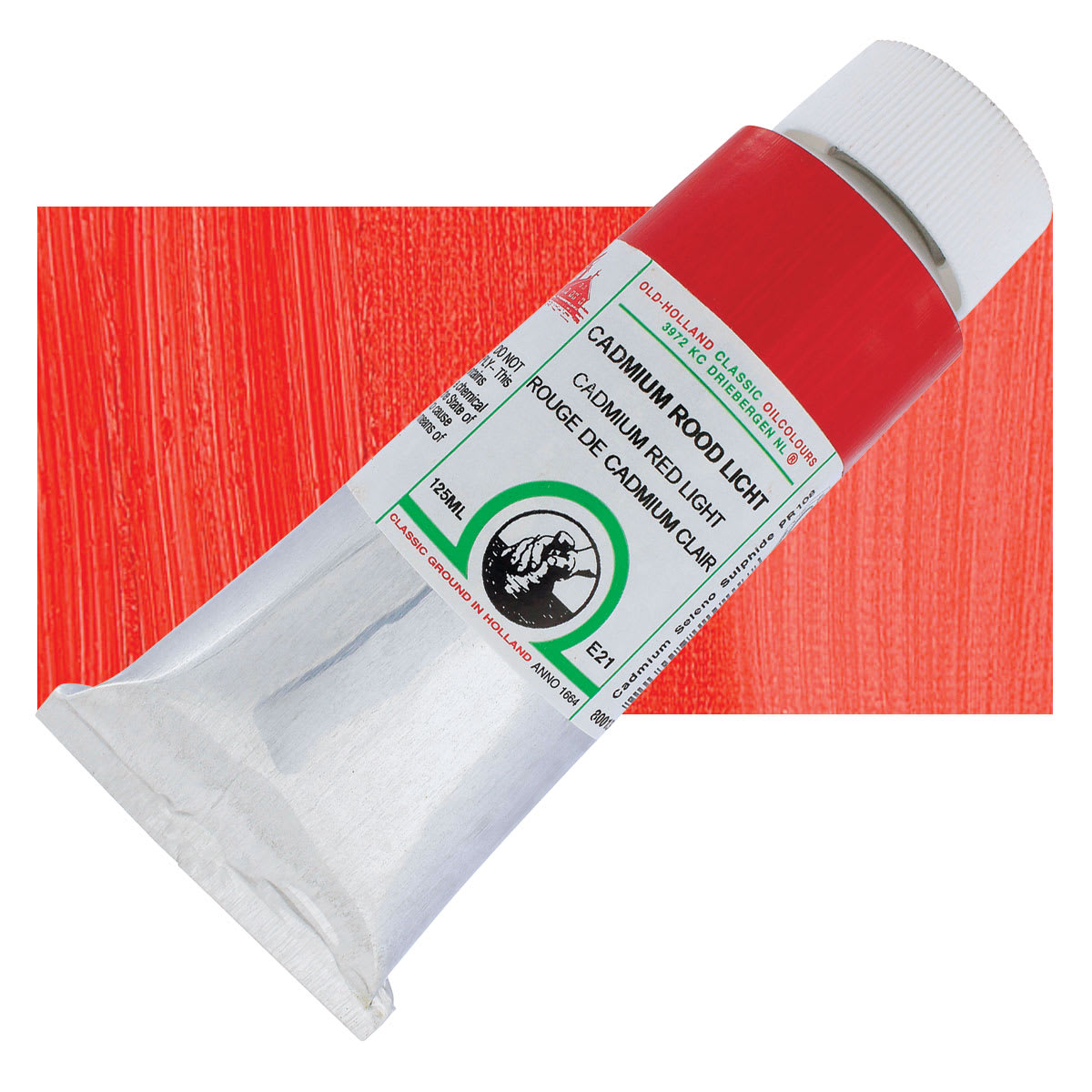 Old Holland Classic Oil Color - Cadmium Red Light, 125 ml tube and swatch