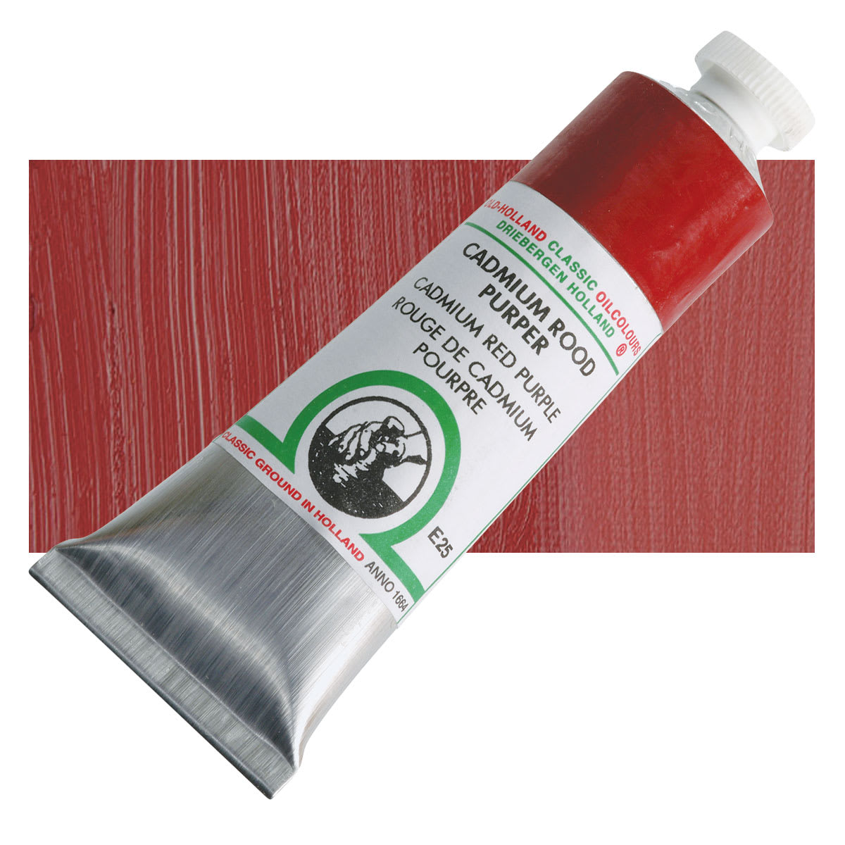 Old Holland Classic Oil Color - Cadmium Red Purple, 40 ml tube and swatch