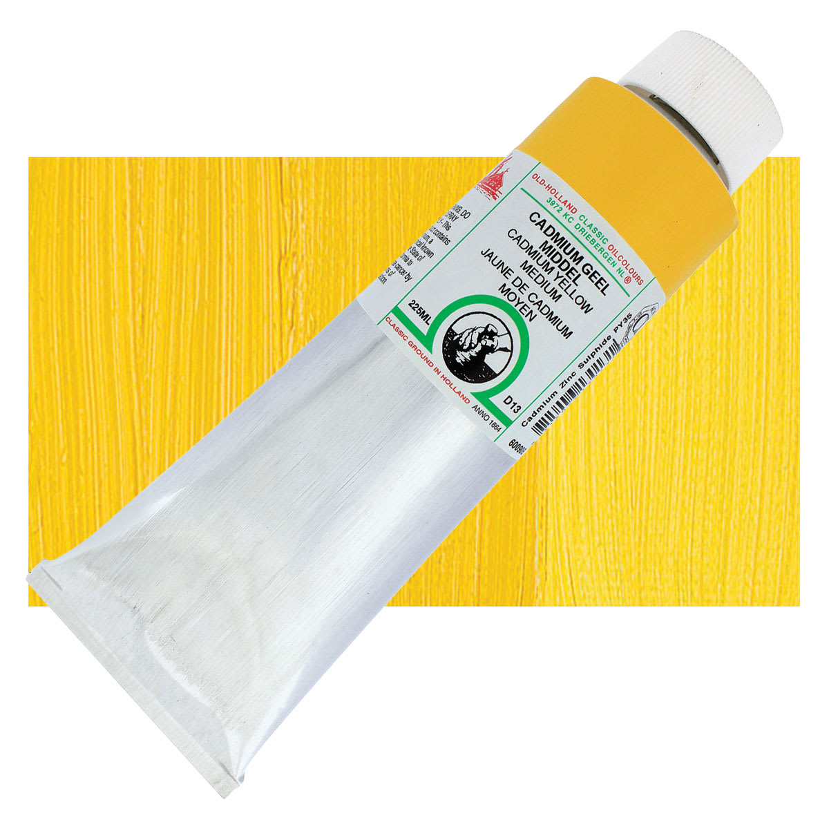 Old Holland Classic Oil Color - Cadmium Yellow Medium, 225 ml tube and swatch