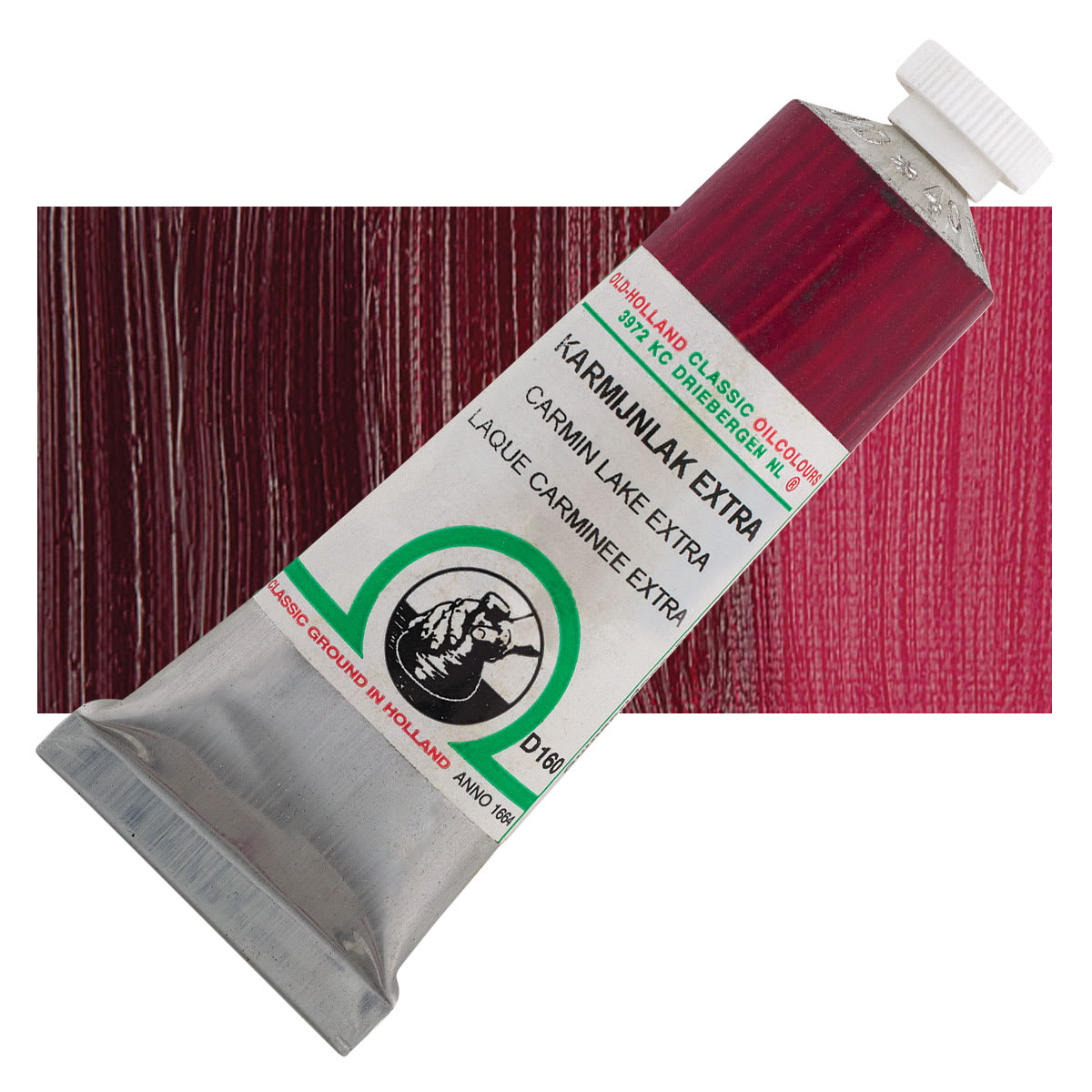 Old Holland Classic Oil Color - Carmine Lake Extra, 40 ml tube and swatch
