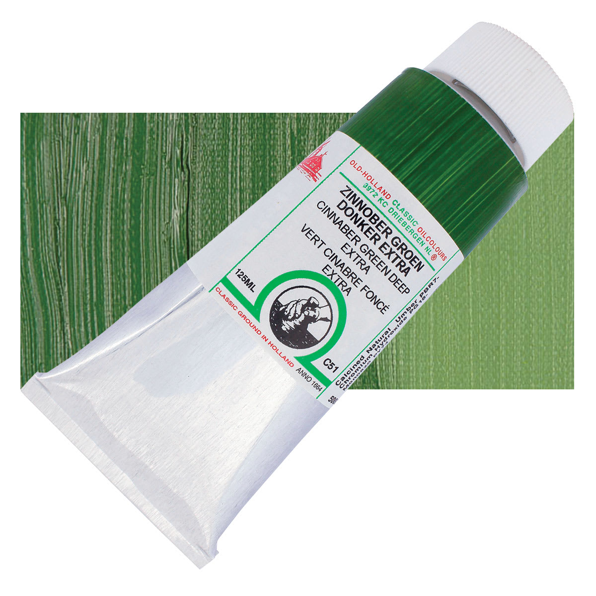 Old Holland Classic Oil Color - Cinnabar Green Deep Extra, 125 ml tube and swatch