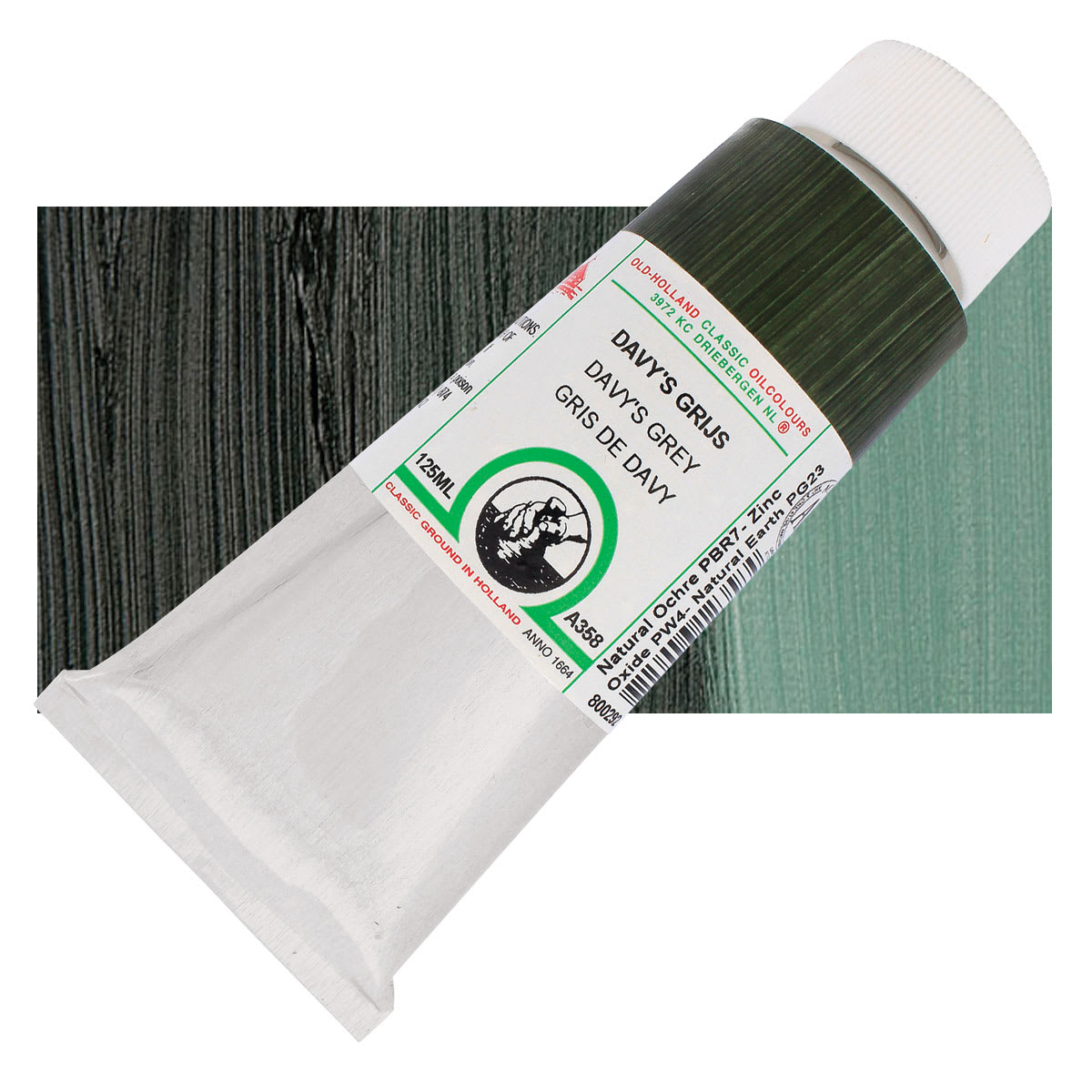 Old Holland Classic Oil Color - Davy's Grey, 125 ml tube and swatch