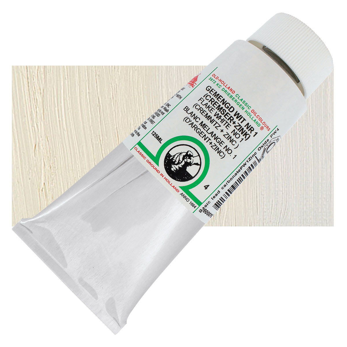 Old Holland Classic Oil Color - Flake White 1, 125 ml tube and swatch