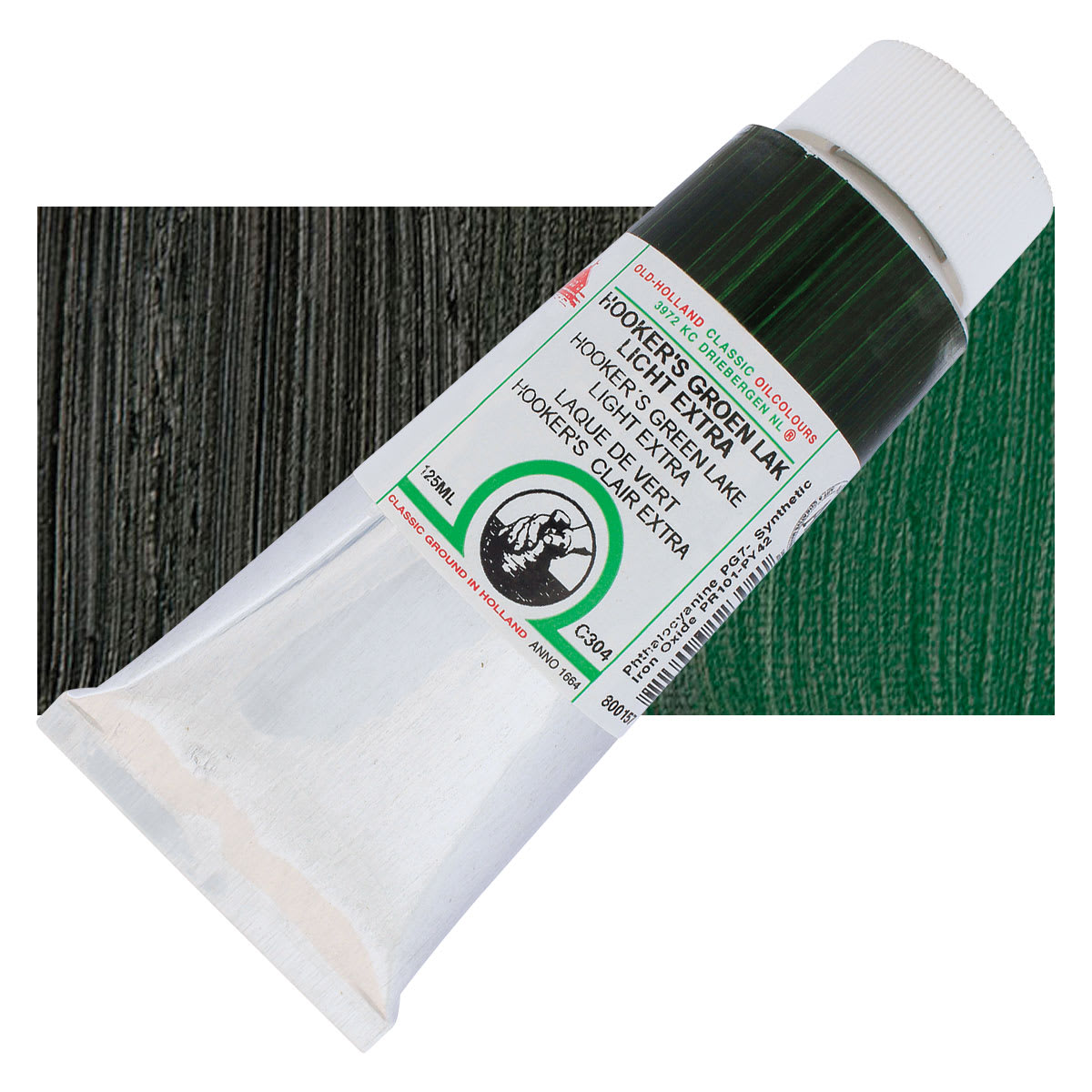 Old Holland Classic Oil Color - Hooker's Green Lake Light Extra, 125 ml tube and swatch