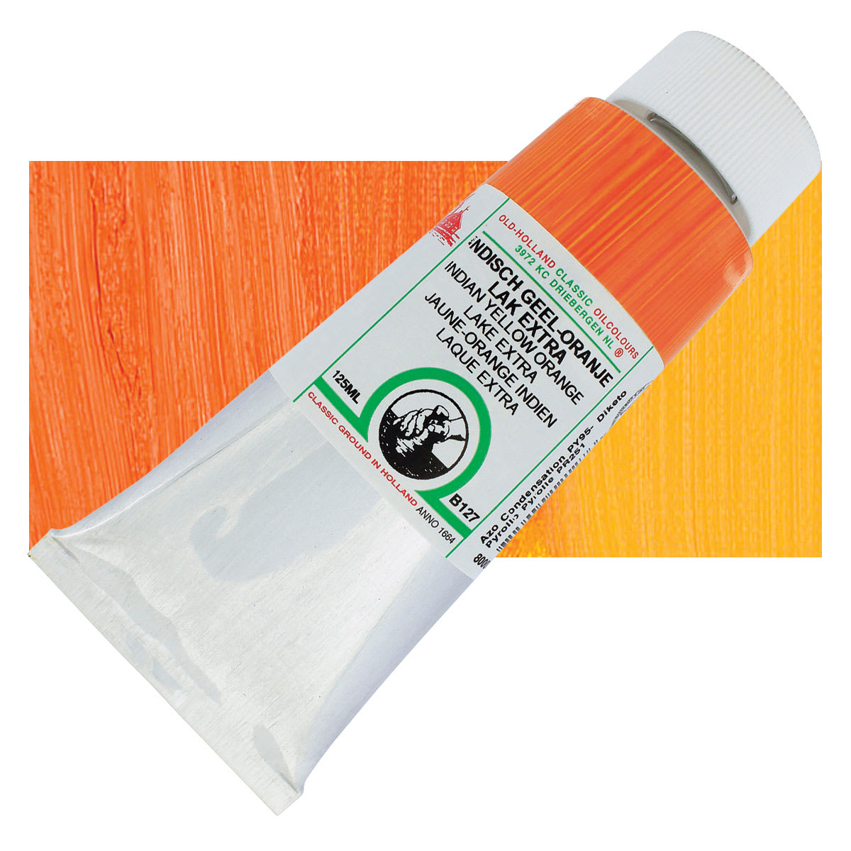 Old Holland Classic Oil Color - Indian Yellow Orange Lake Extra, 125 ml tube and swatch