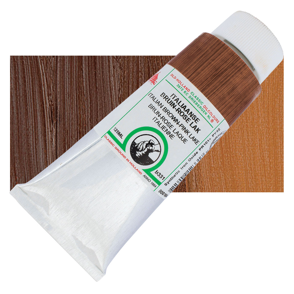 Old Holland Classic Oil Color - Italian Brown Pink Lake, 125 ml tube and swatch