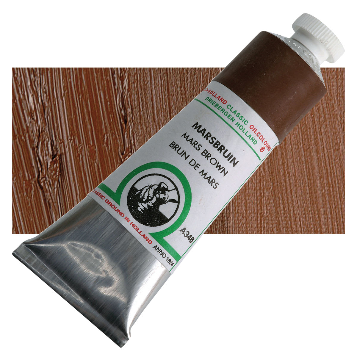 Old Holland Classic Oil Color - Mars Brown, 40 ml tube and swatch