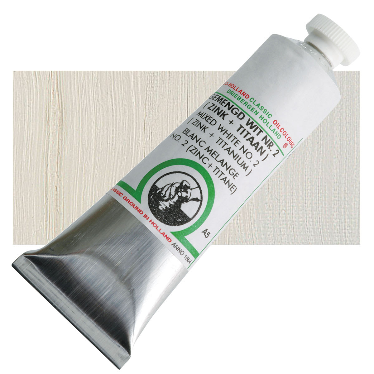 Old Holland Classic Oil Color - Mixed White 2, 40 ml tube and swatch