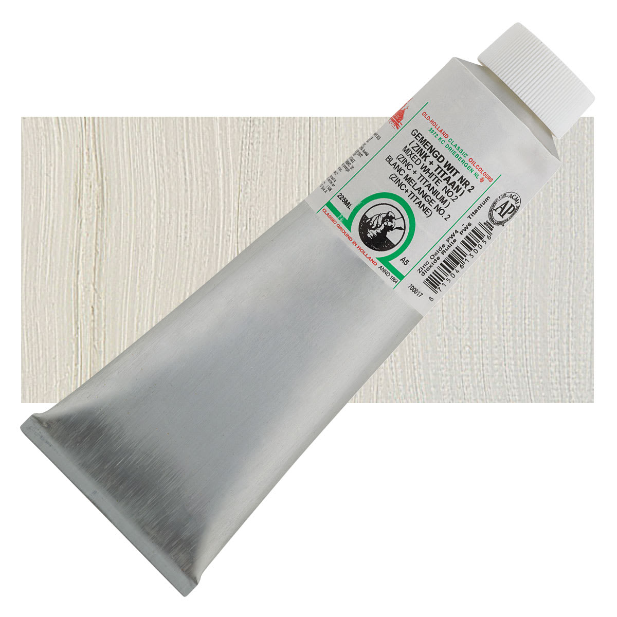 Old Holland Classic Oil Color - Mixed White 2, 225 ml tube and swatch