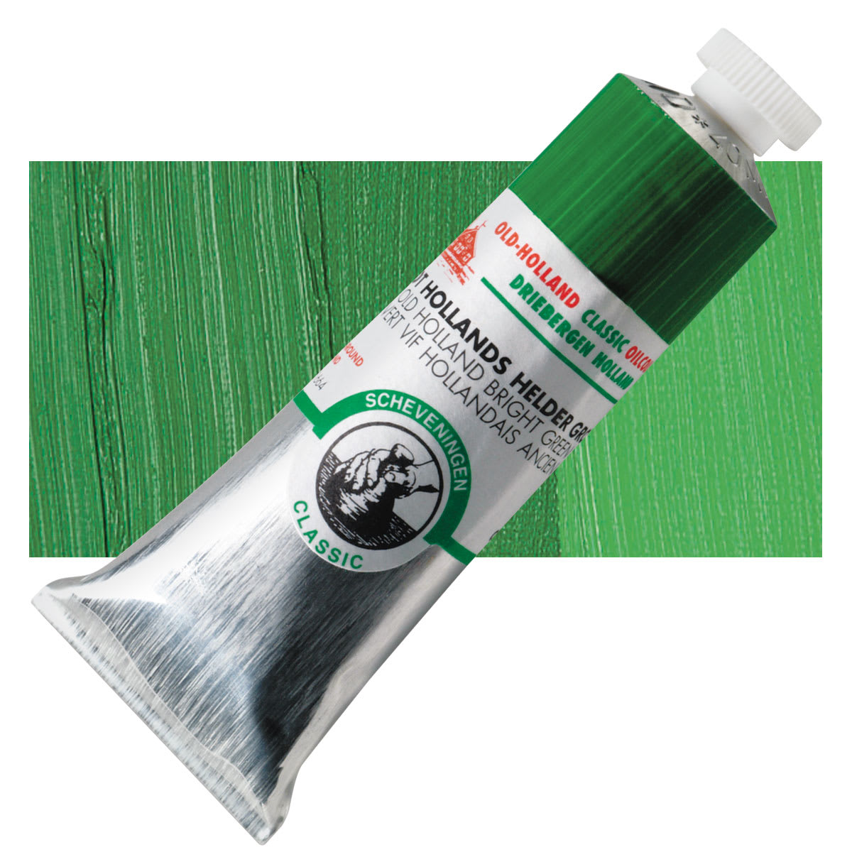 Old Holland Classic Oil Color - Old Holland Bright Green, 40 ml tube and swatch