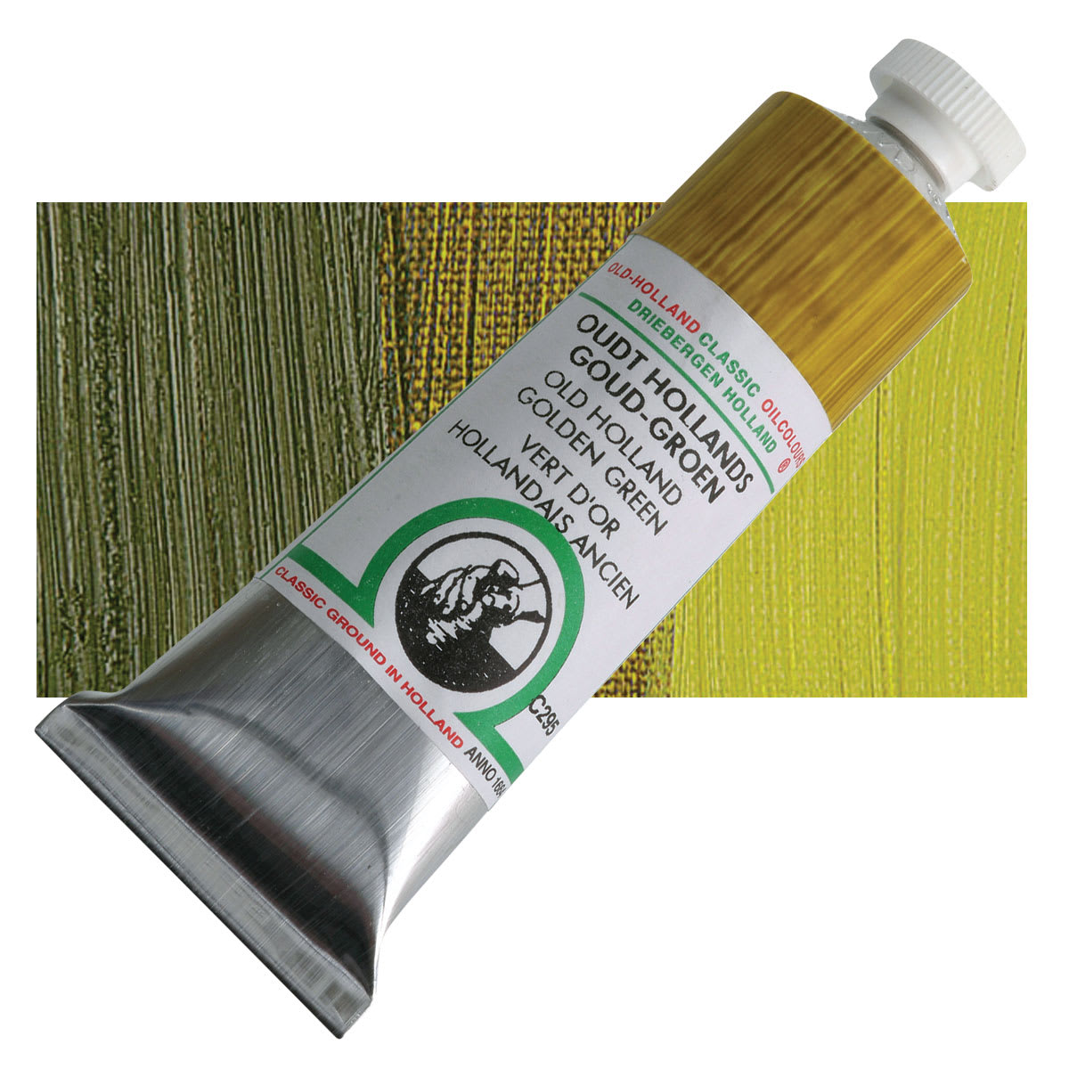 Old Holland Classic Oil Color - Old Holland Golden Green, 40 ml tube and swatch