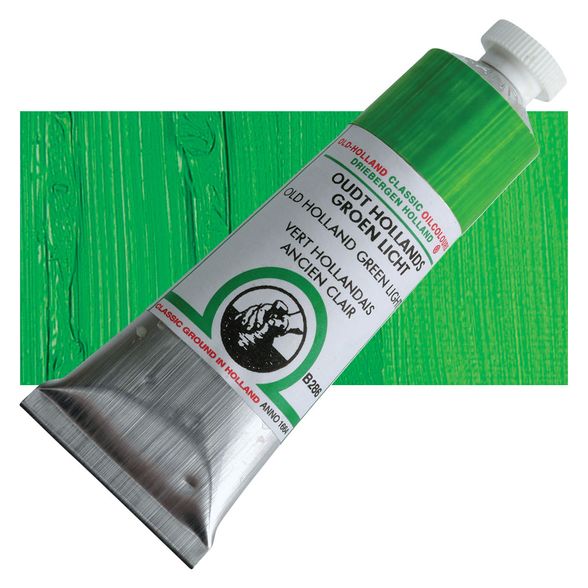 Old Holland Classic Oil Color - Old Holland Green Light, 40 ml tube and swatch