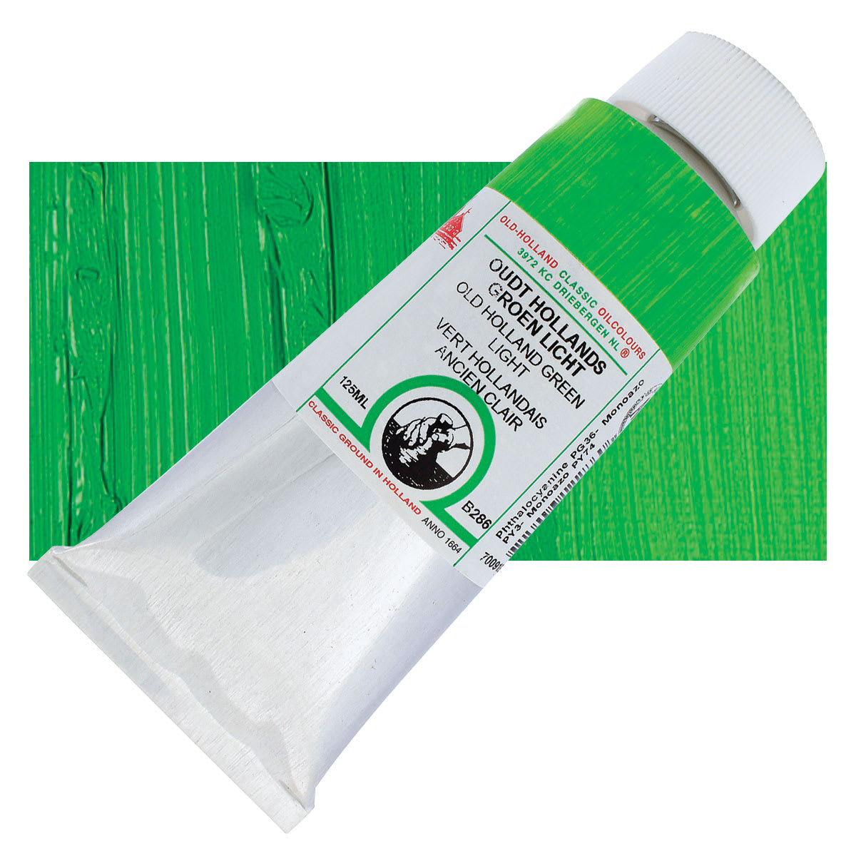 Old Holland Classic Oil Color - Old Holland Green Light, 125 ml tube and swatch