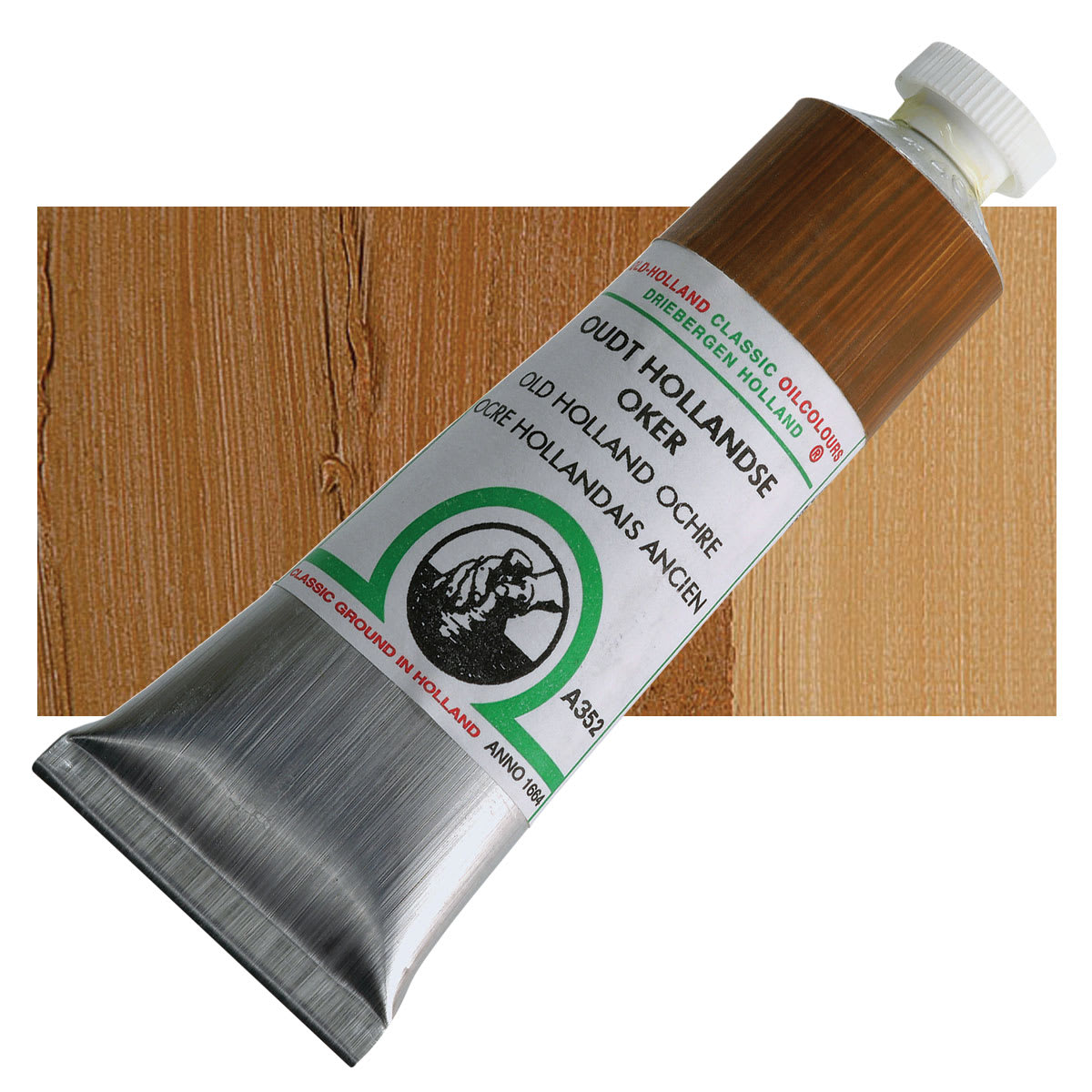 Old Holland Classic Oil Color - Old Holland Ochre, 40 ml tube and swatch