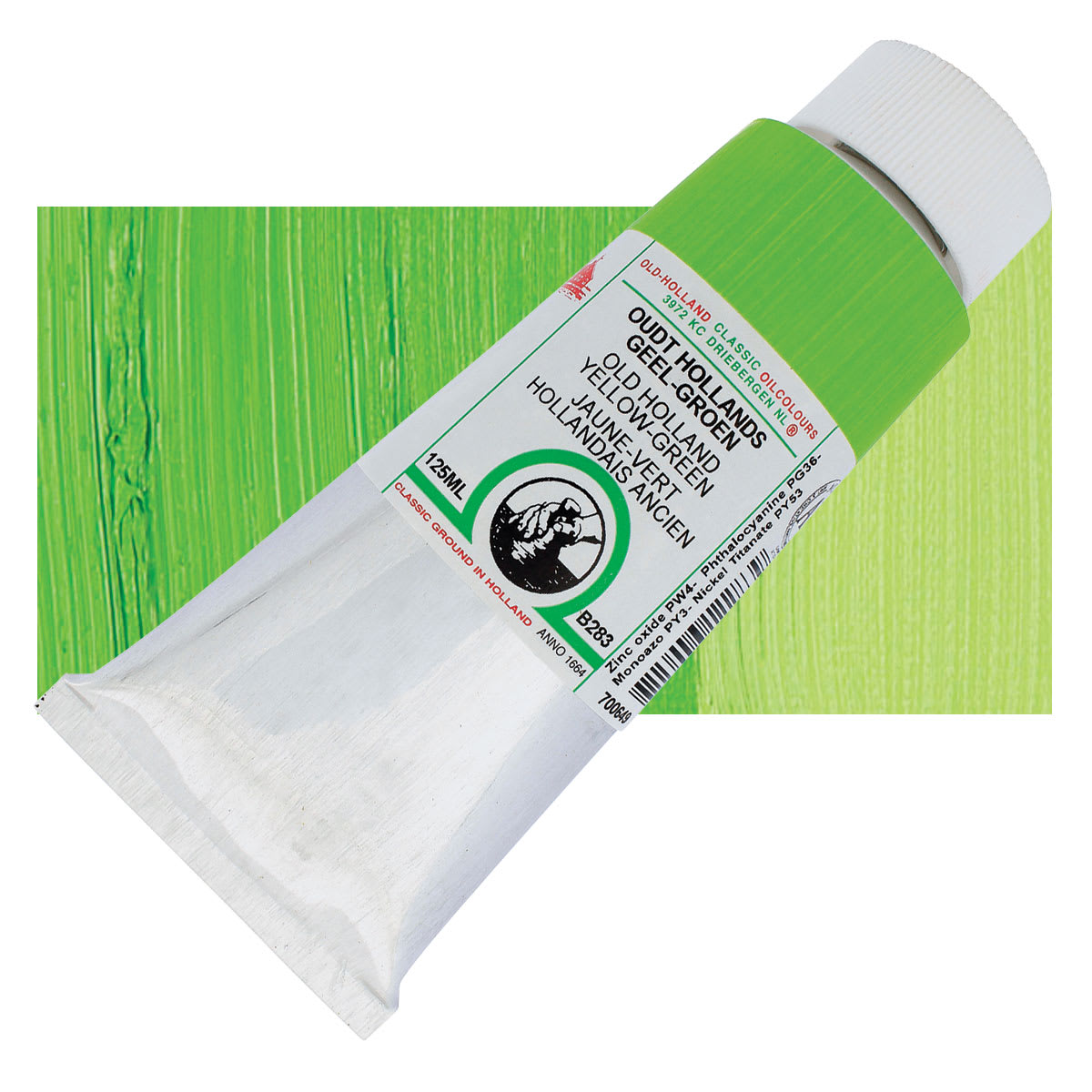 Old Holland Classic Oil Color - Old Holland Yellow Green, 125 ml tube and swatch