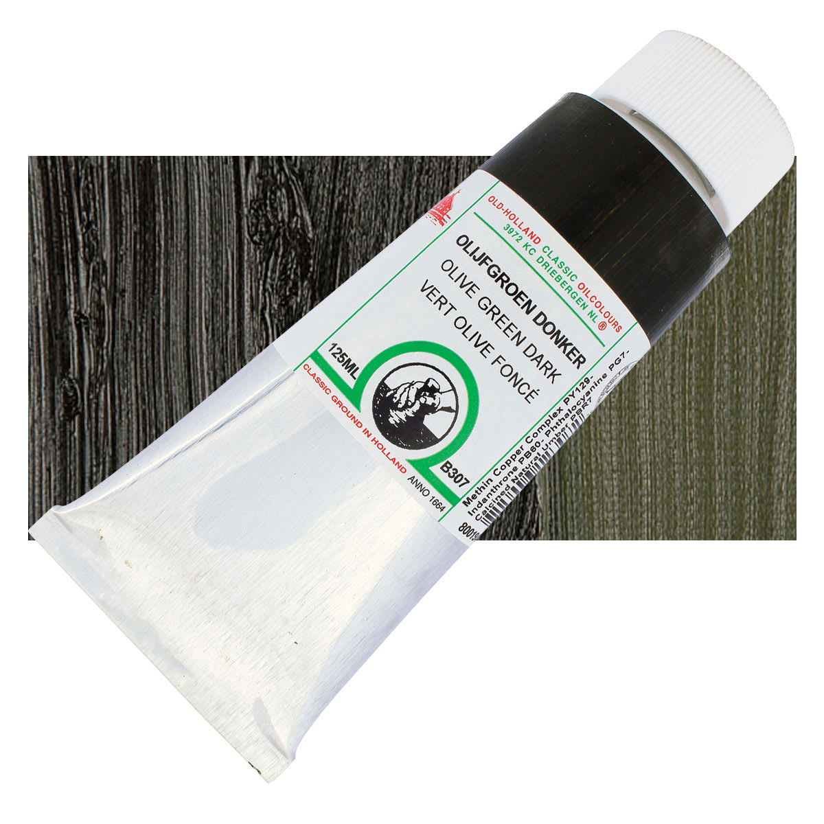 Old Holland Classic Oil Color - Olive Green Dark, 125 ml tube and swatch