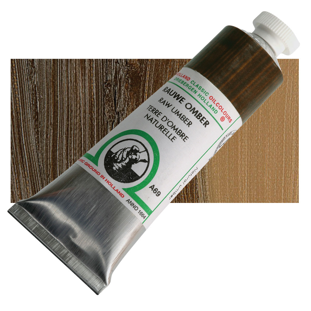 Old Holland Classic Oil Color - Raw Umber, 40 ml tube and swatch