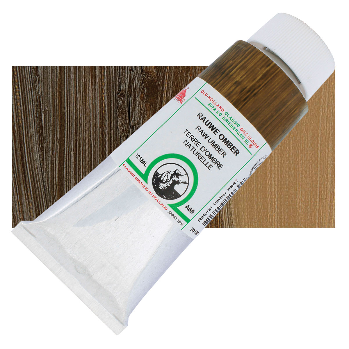 Old Holland Classic Oil Color - Raw Umber, 125 ml tube and swatch