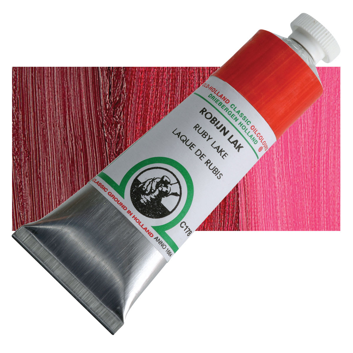 Old Holland Classic Oil Color - Ruby Lake, 40 ml tube and swatch