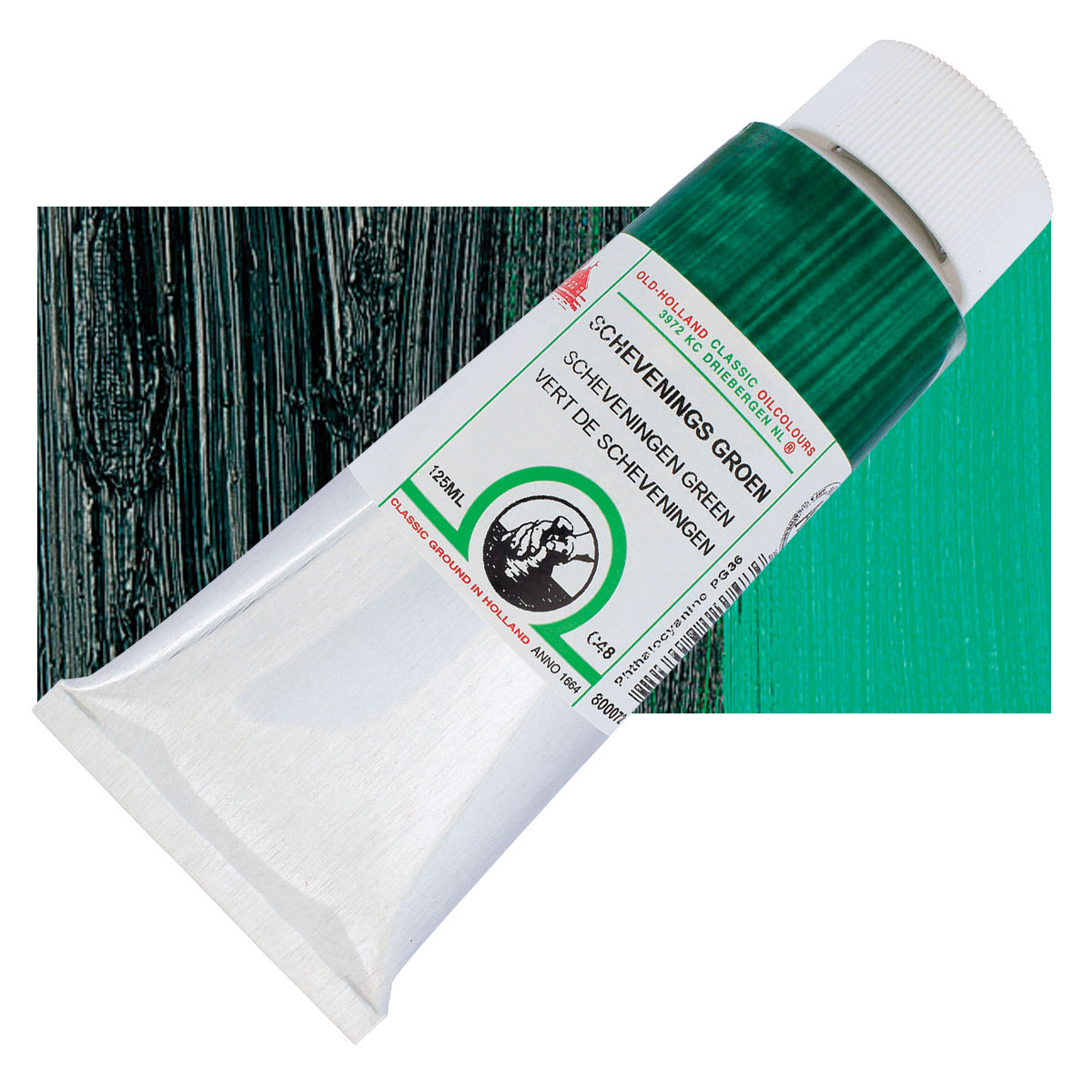 Old Holland Classic Oil Color - Scheveningen Green, 125 ml tube and swatch