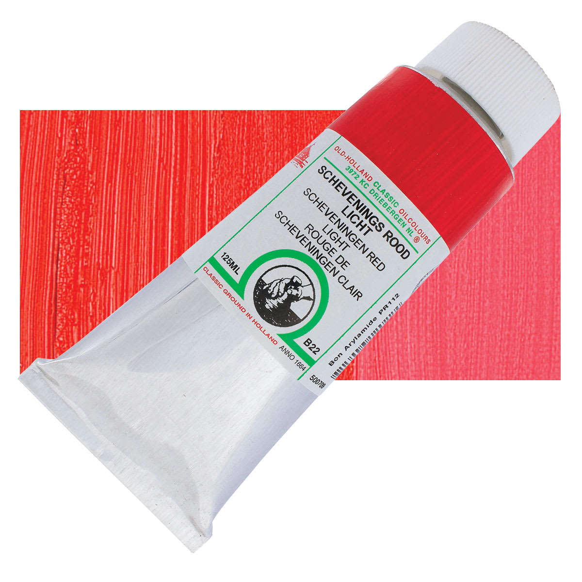 Old Holland Classic Oil Color - Scheveningen Red Light, 125 ml tube and swatch