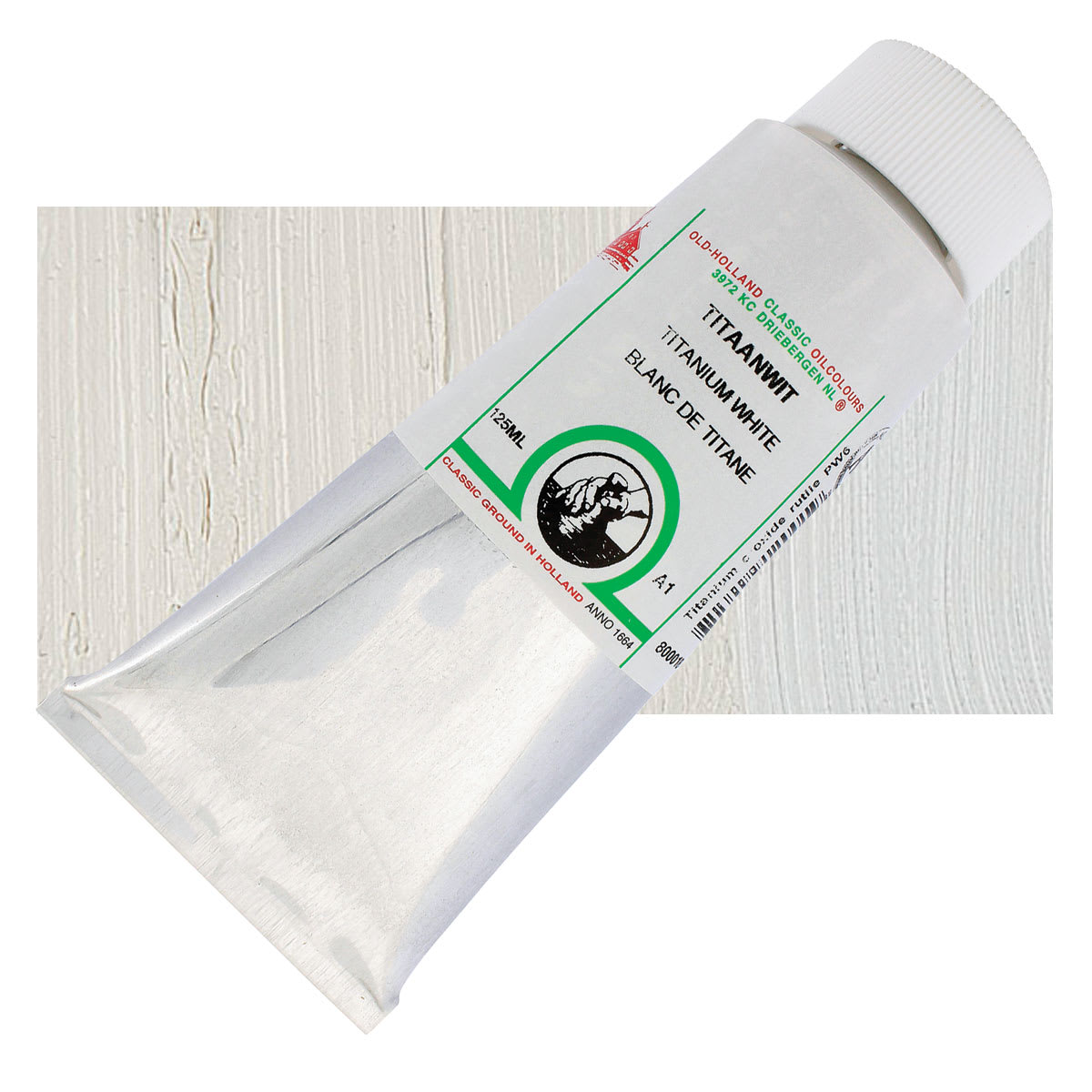 Old Holland Classic Oil Color - Titanium White, 125 ml tube and swatch