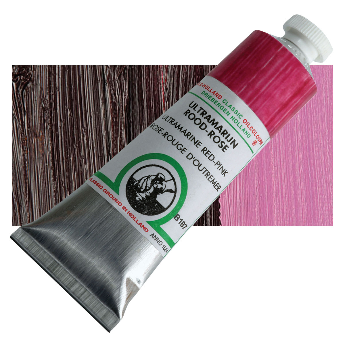 Old Holland Classic Oil Color - Ultramarine Red Pink, 40 ml tube and swatch
