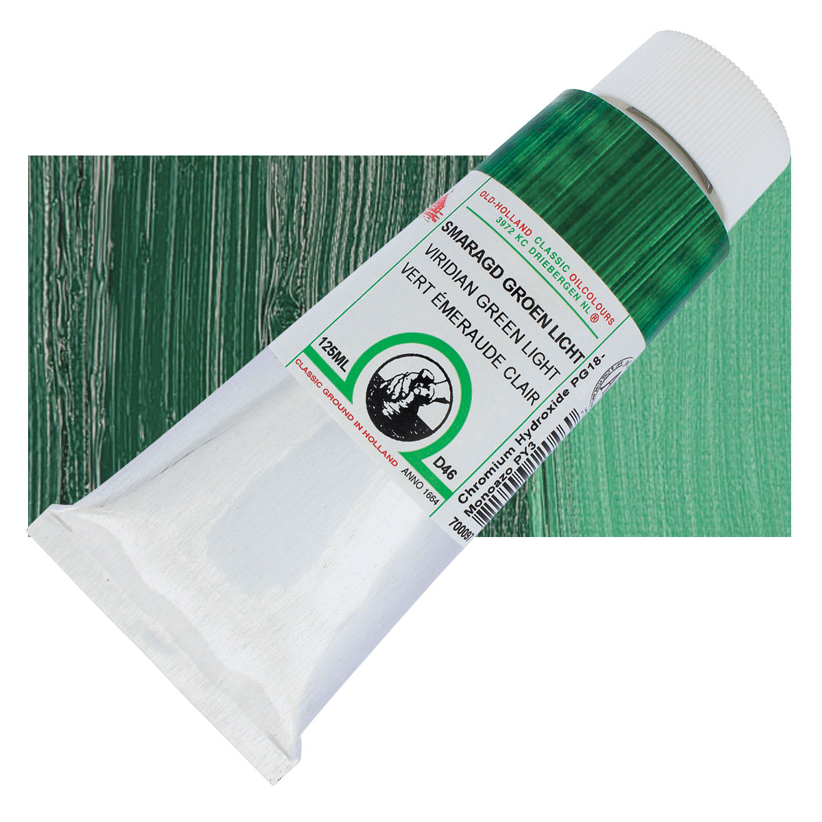 Old Holland Classic Oil Color - Viridian Green Light, 125 ml tube and swatch